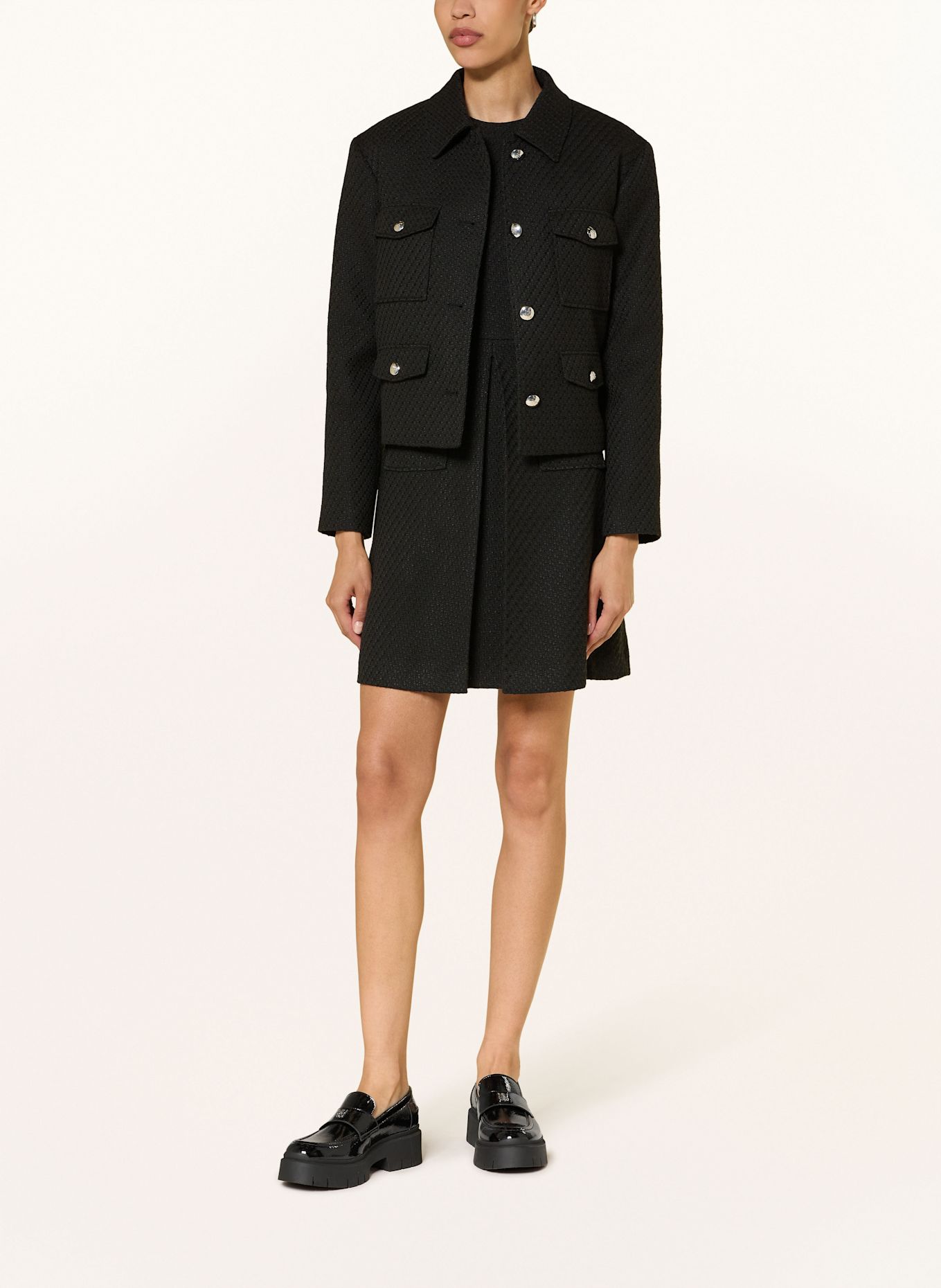 HUGO Bouclé-Kleid KYRIA: SCHWARZ