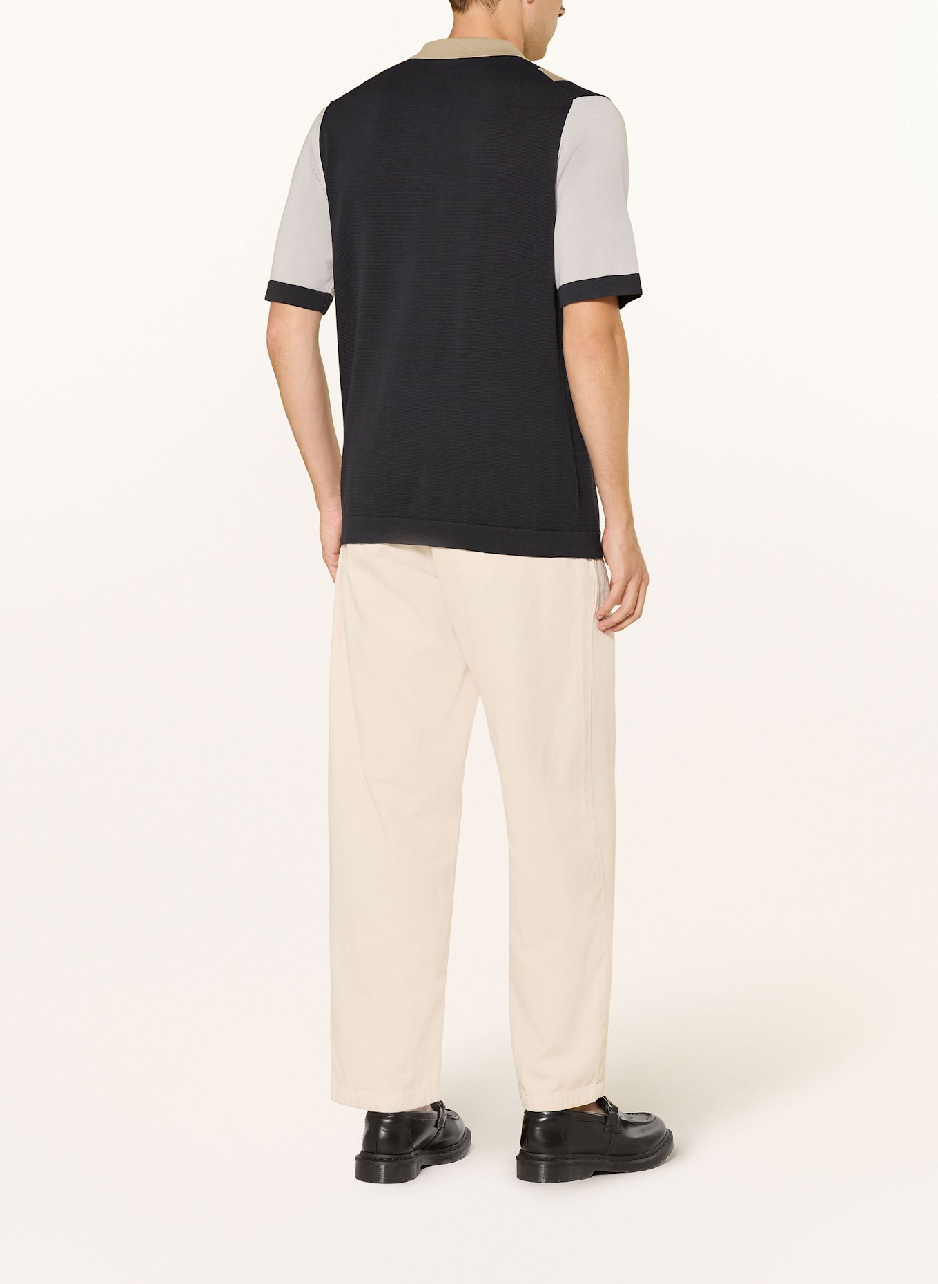 MOS MOSH Gallery Strick-Poloshirt MMGJUSTIN: DUNKELBLAU / TAUPE / BLAUGRAU