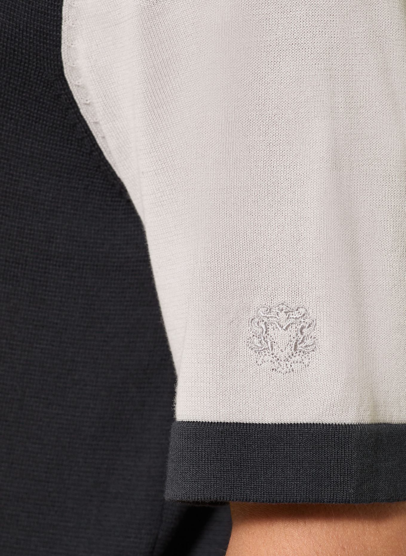 MOS MOSH Gallery Strick-Poloshirt MMGJUSTIN: DUNKELBLAU / TAUPE / BLAUGRAU