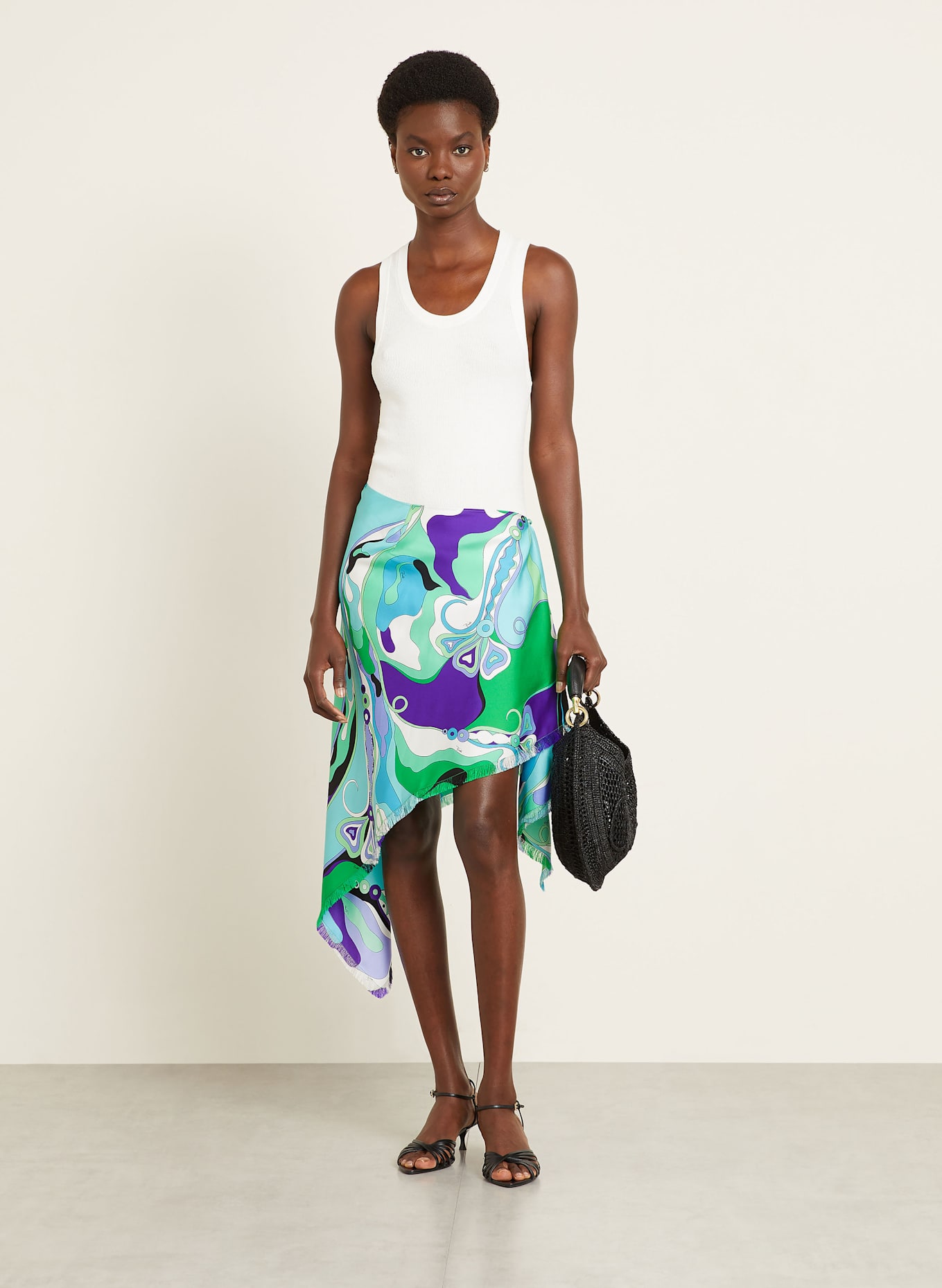PUCCI jupe en soie: TURQUOISE / VERT / LILAS
