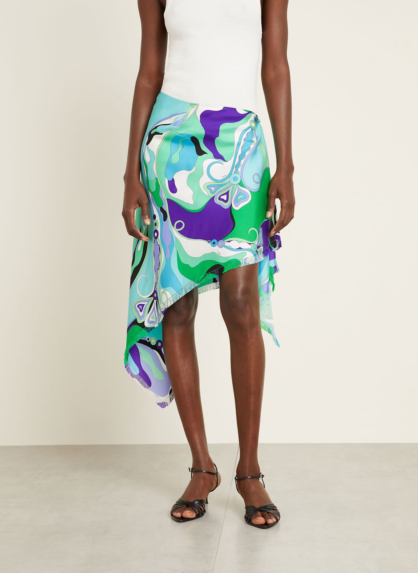 PUCCI jupe en soie: TURQUOISE / VERT / LILAS