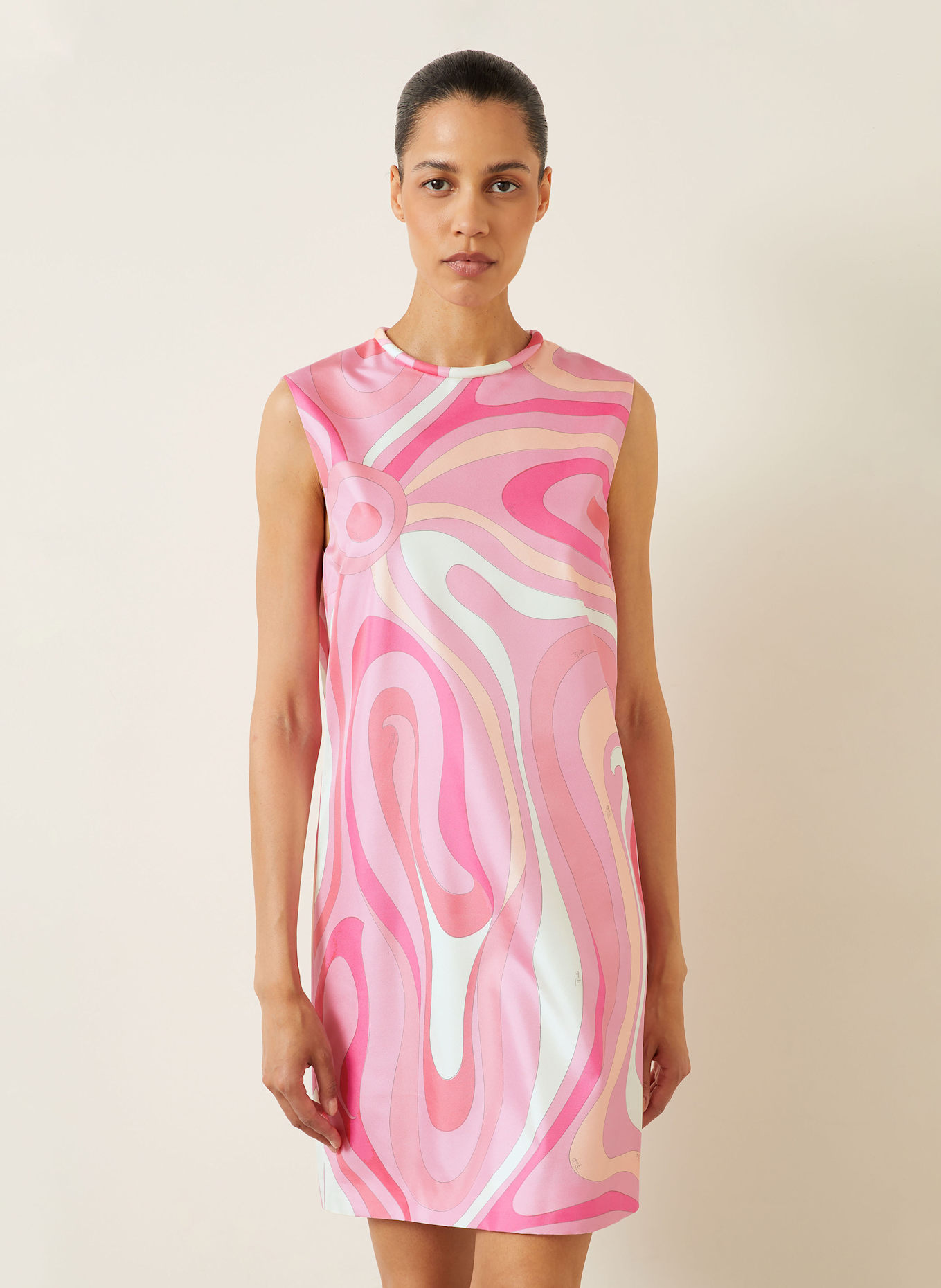 PUCCI Seidenkleid: ROSA/ PINK/ CREME