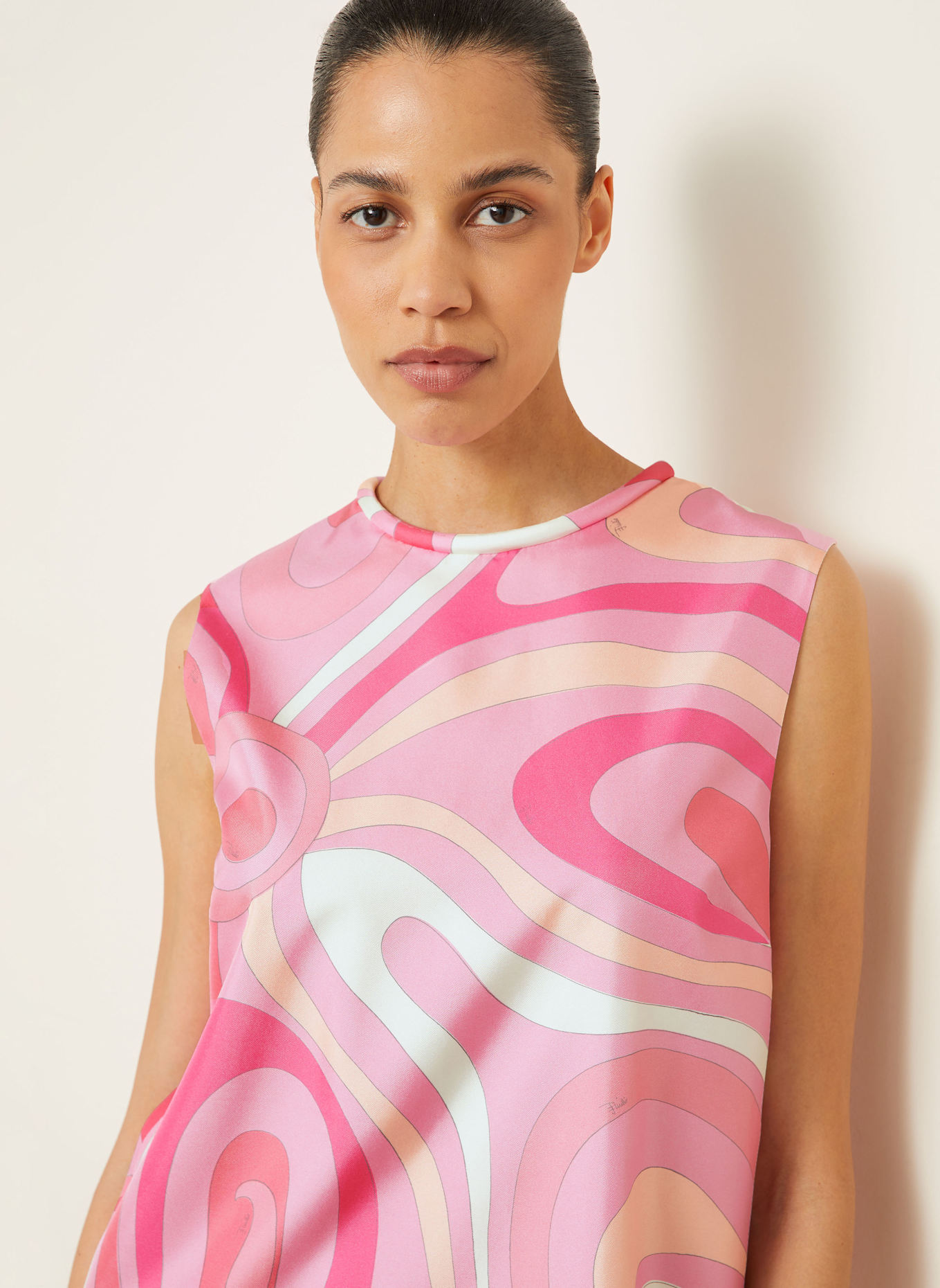 PUCCI Seidenkleid: ROSA/ PINK/ CREME