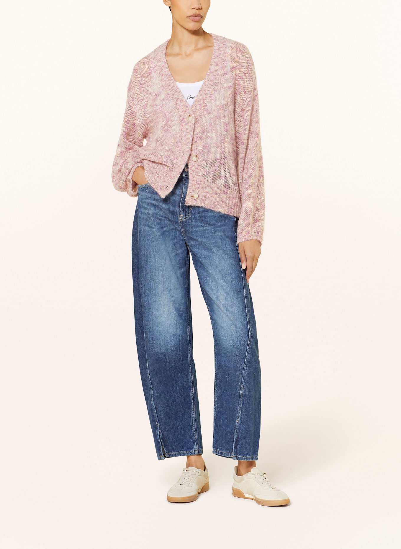 BOSS Strickjacke FLARONA: PINK/ CREME/ ECRU