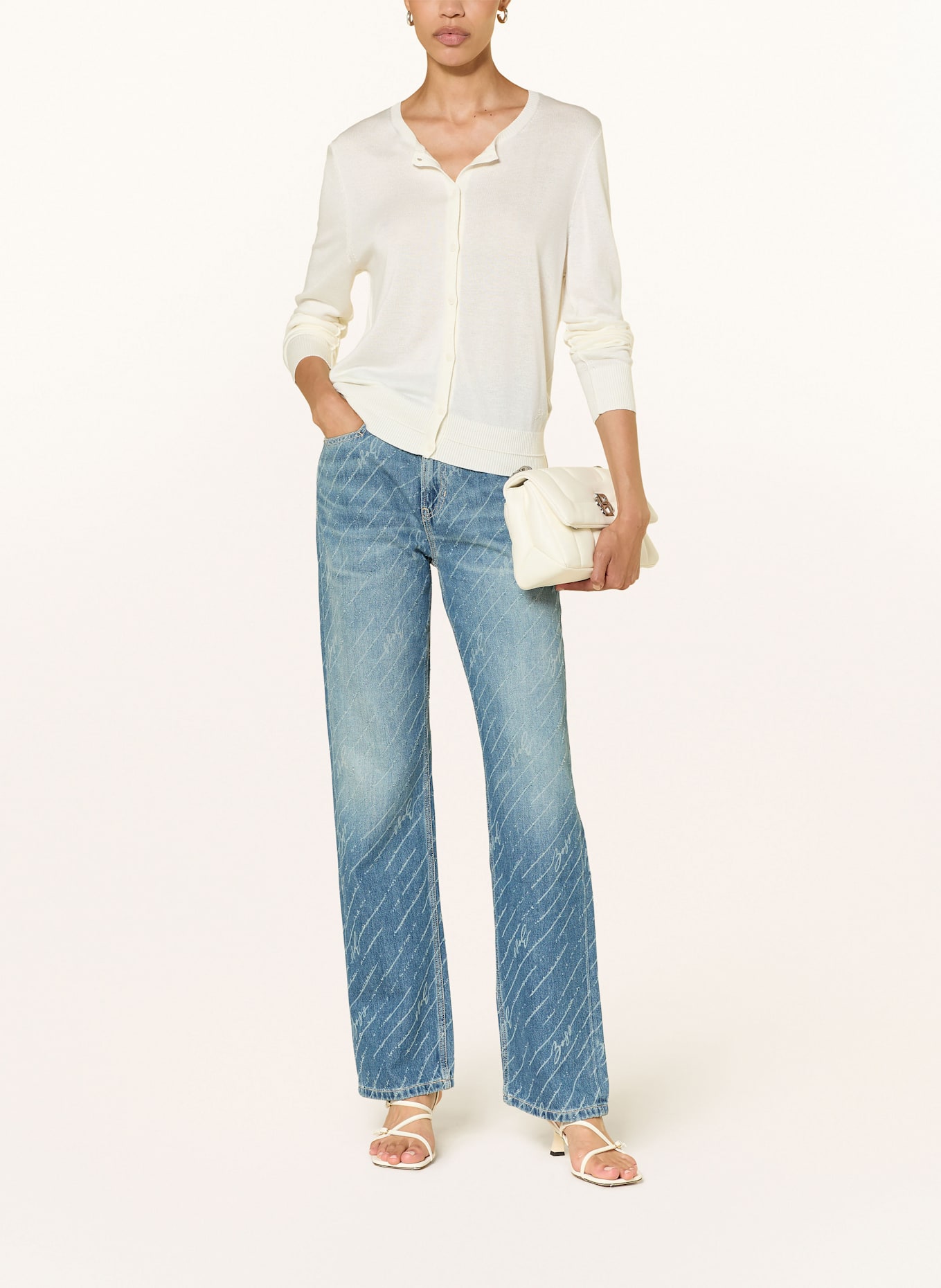BOSS Strickjacke FIAFFIZZA: WEISS