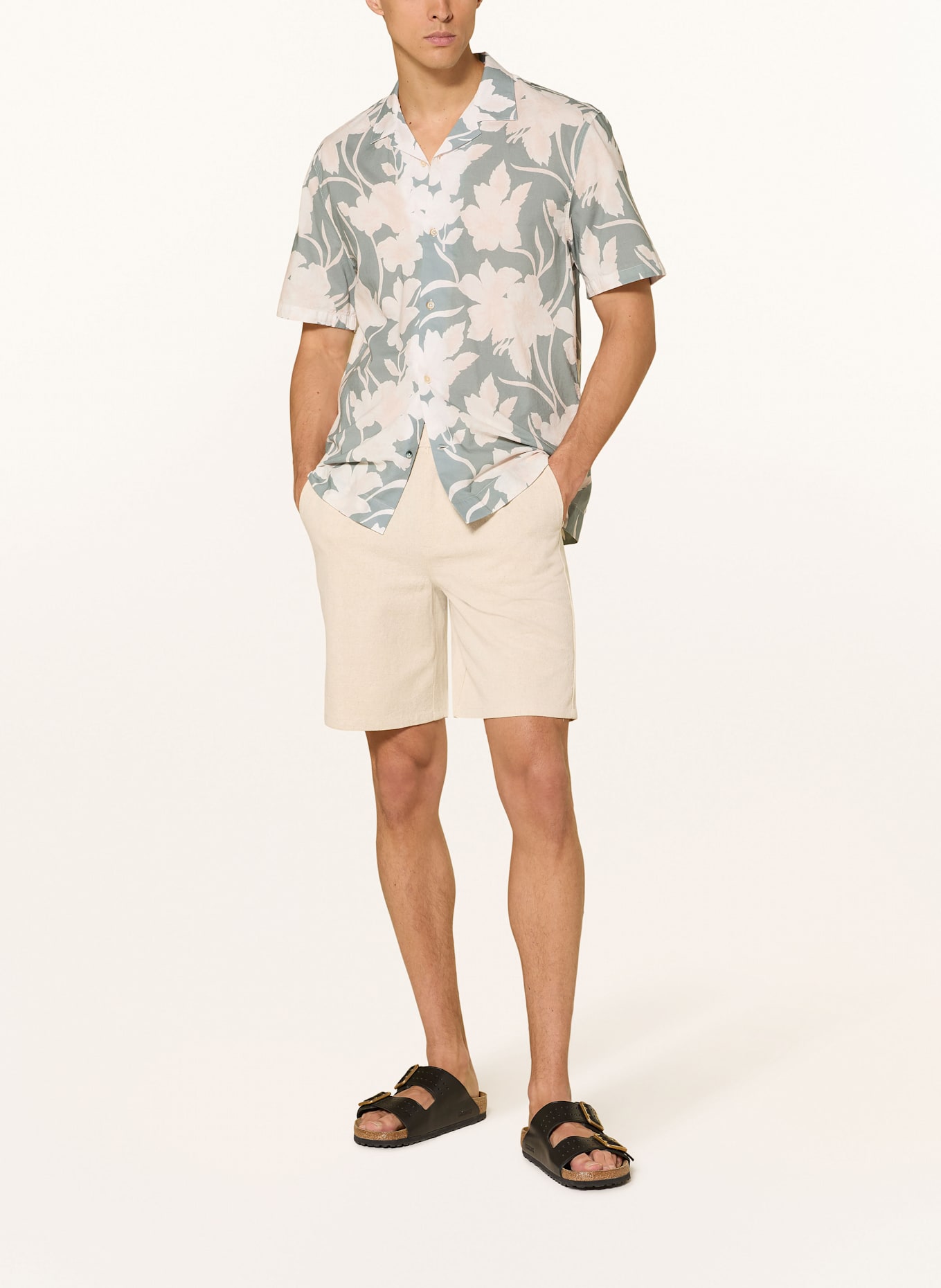 COLOURS & SONS Chino shorts with linen: CREAM