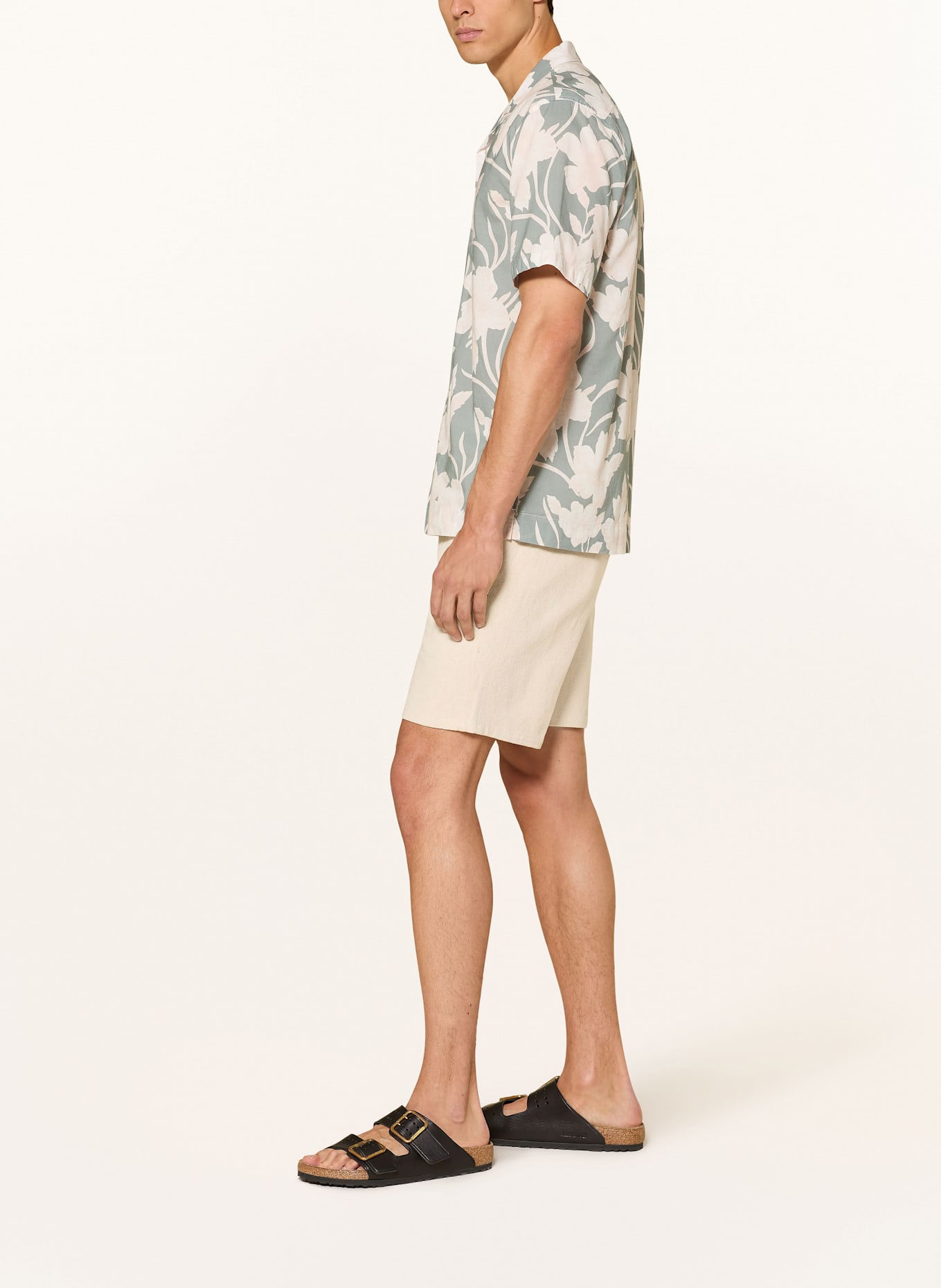 COLOURS & SONS Chino shorts with linen: CREAM