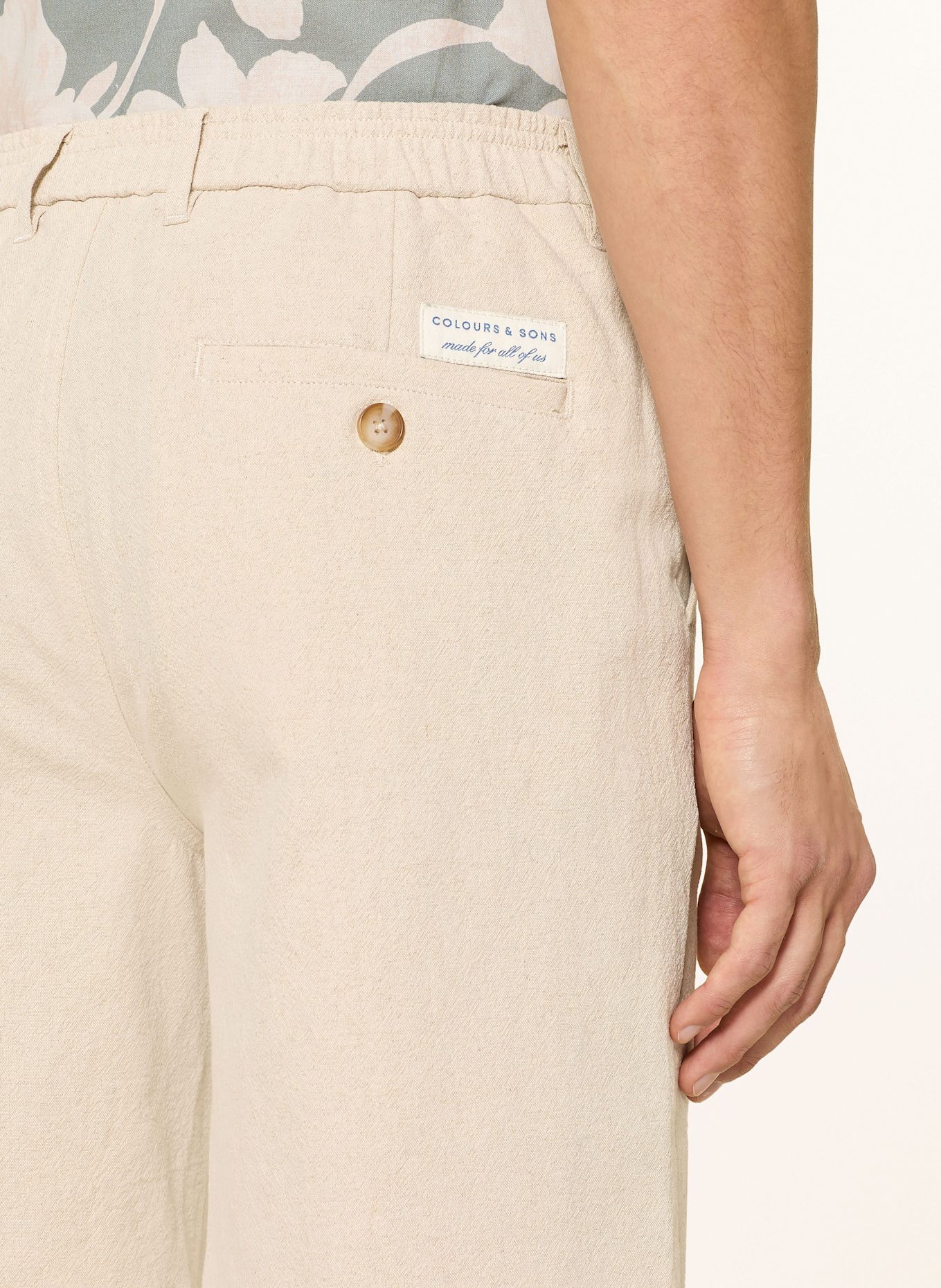 COLOURS & SONS Chino shorts with linen: CREAM