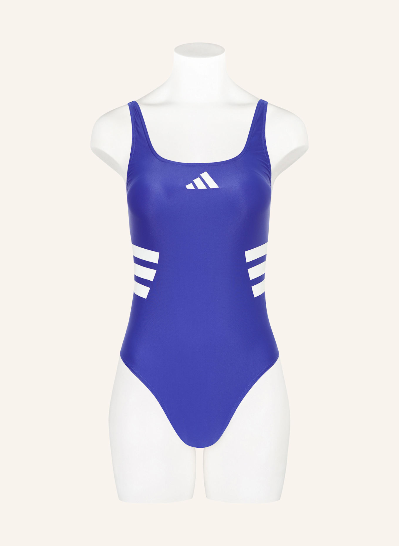 adidas Badeanzug 3 STRIPES U-BACK: BLAU/ WEISS