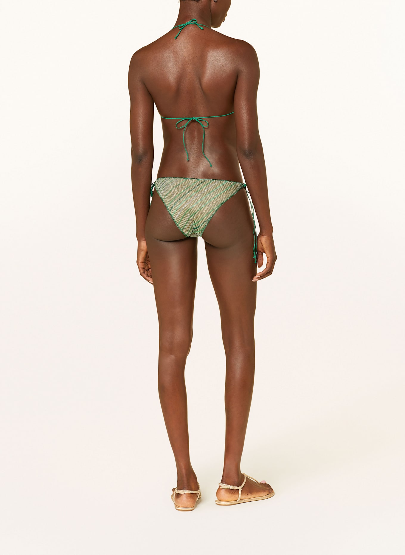 Oséree Triangel-Bikini SHINY STRIPES mit Glitzergarn: GRÜN / GOLD / SILBER