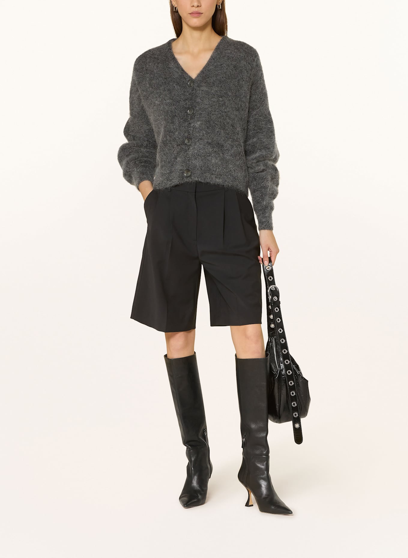 GESTUZ Strickjacke GZDEBBIE mit Mohair: DUNKELGRAU