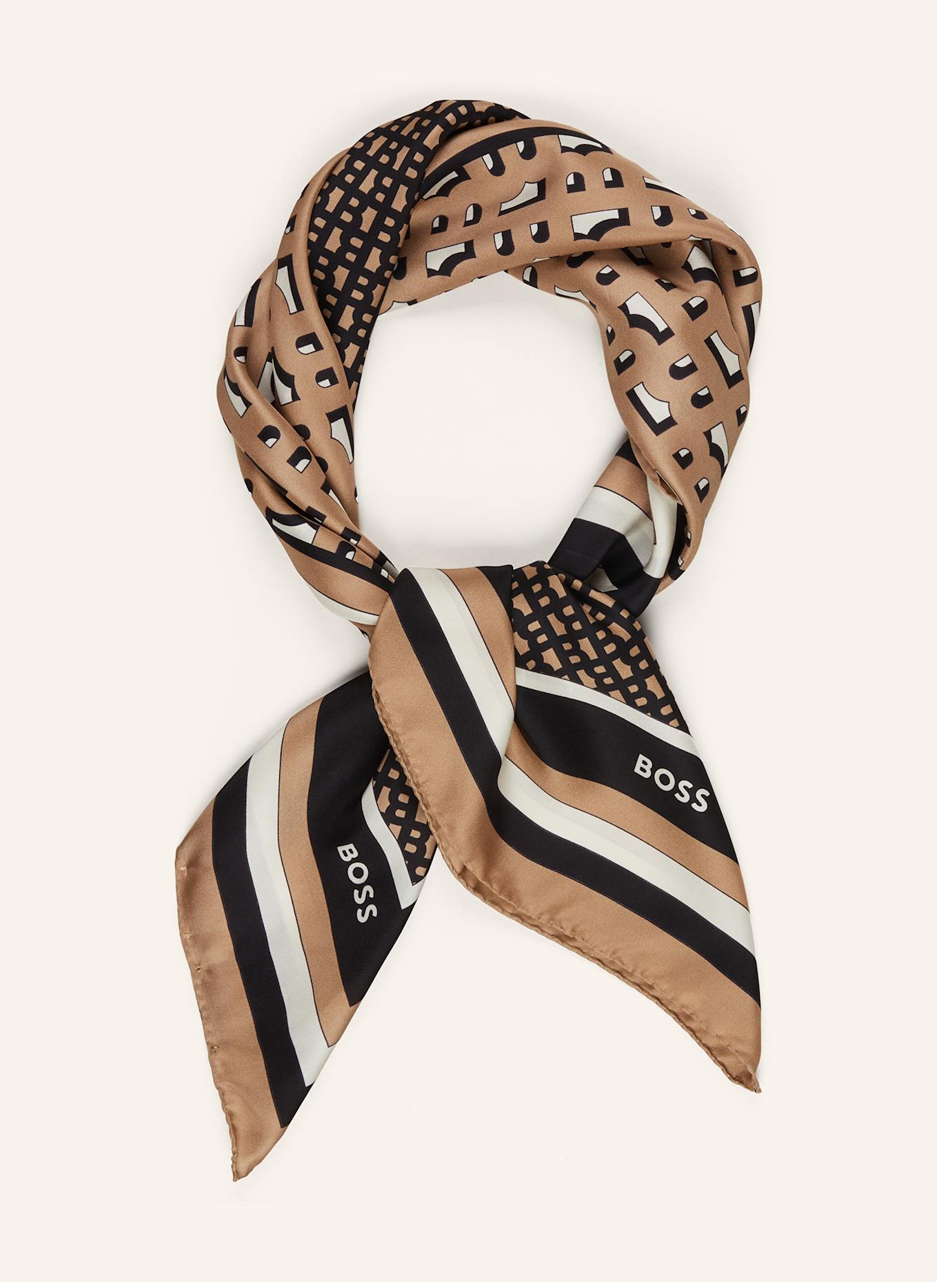 BOSS Seidentuch LAINY: BEIGE/ SCHWARZ/ WEISS