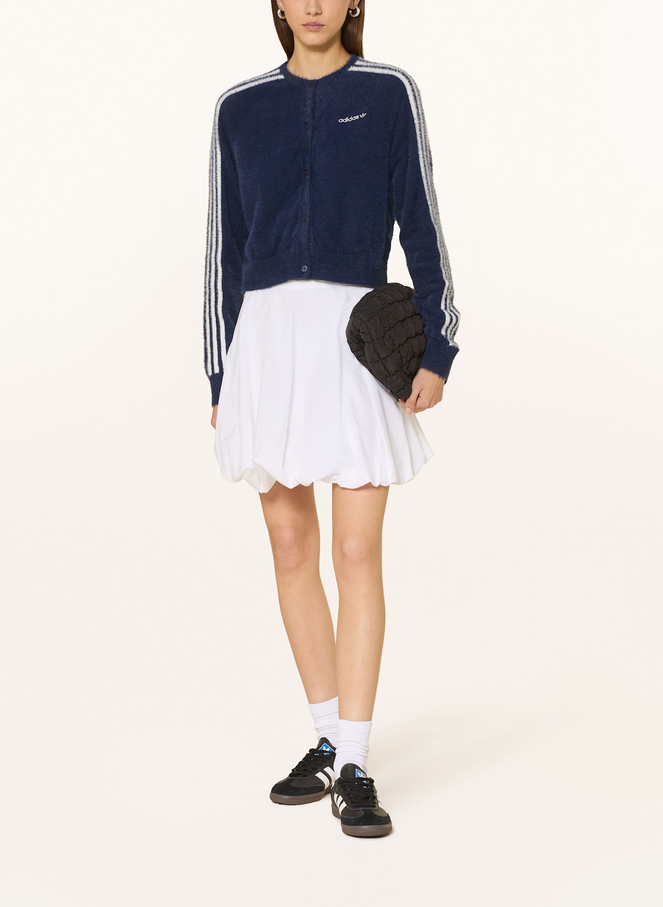 adidas Originals Strickjacke FLUFFY: DUNKELBLAU / WEISS