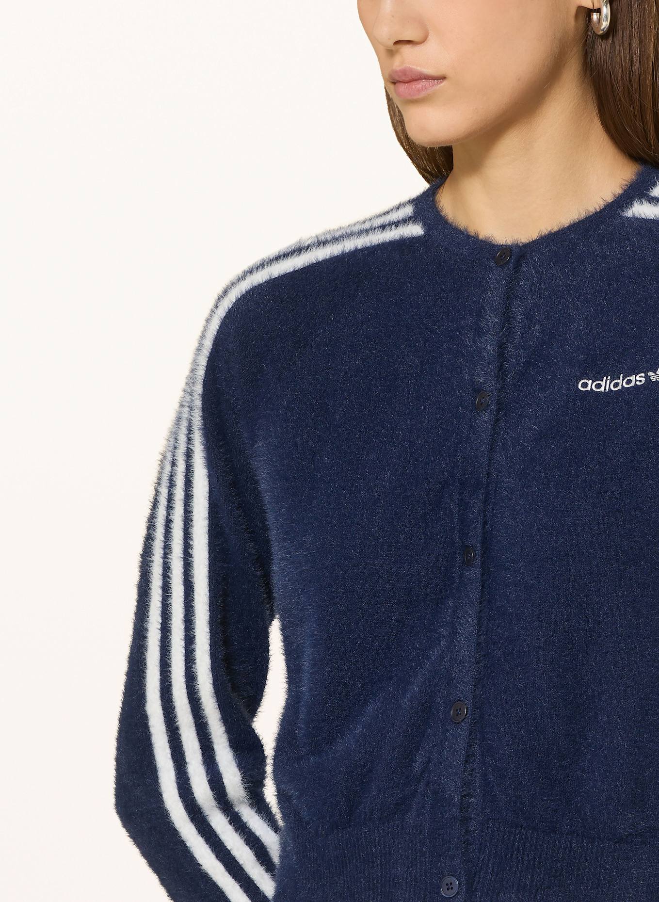 adidas Originals Strickjacke FLUFFY: DUNKELBLAU / WEISS