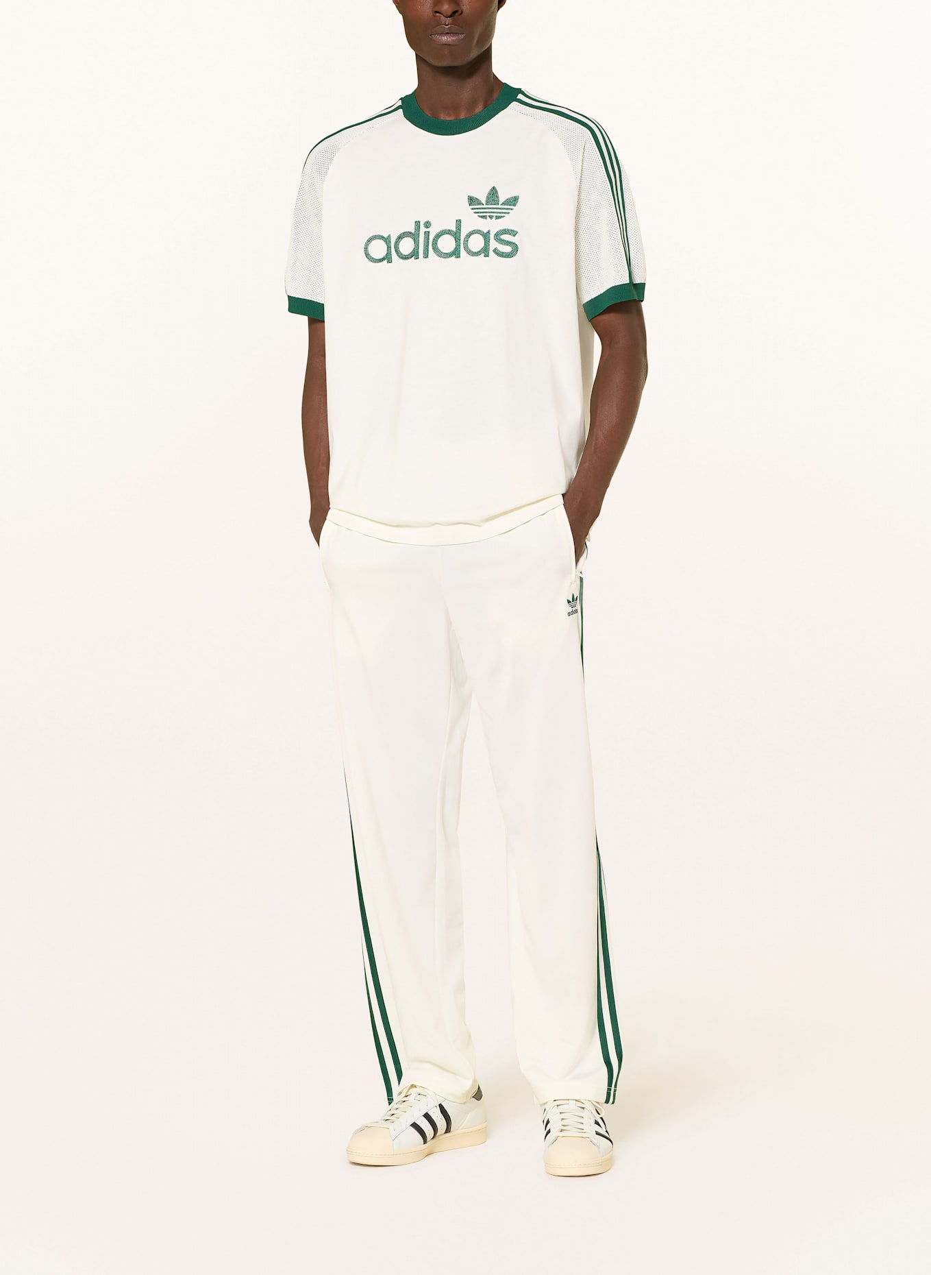 adidas Originals Spodnie dresowe FIREBIRD ADICOLOR CLASSICS: ECRU / CIEMNOZIELONY