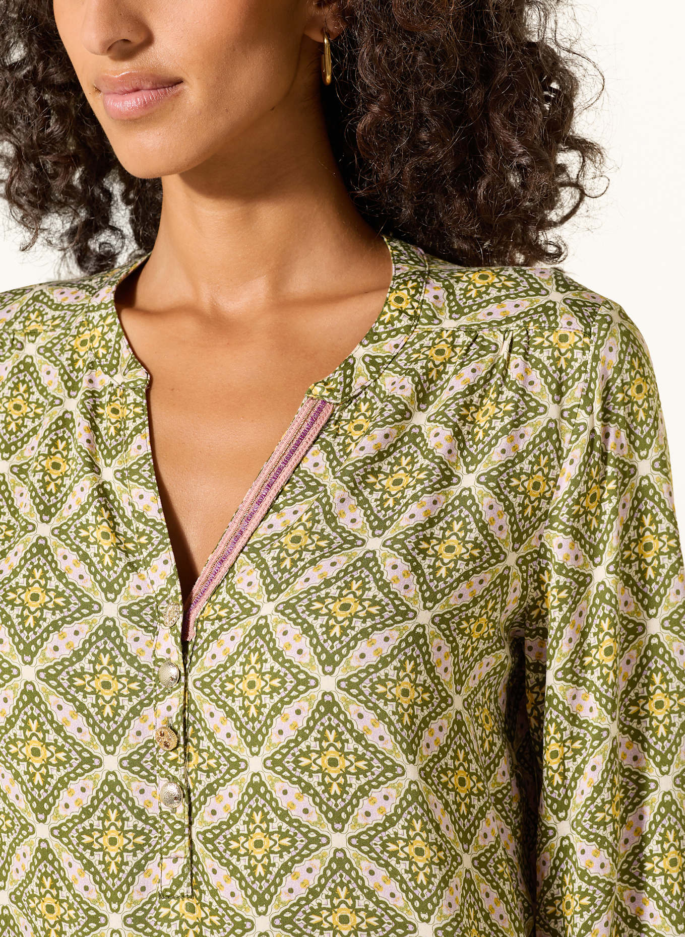 CARTOON Blusenshirt mit 3/4-Arm: OLIV / HELLROSA