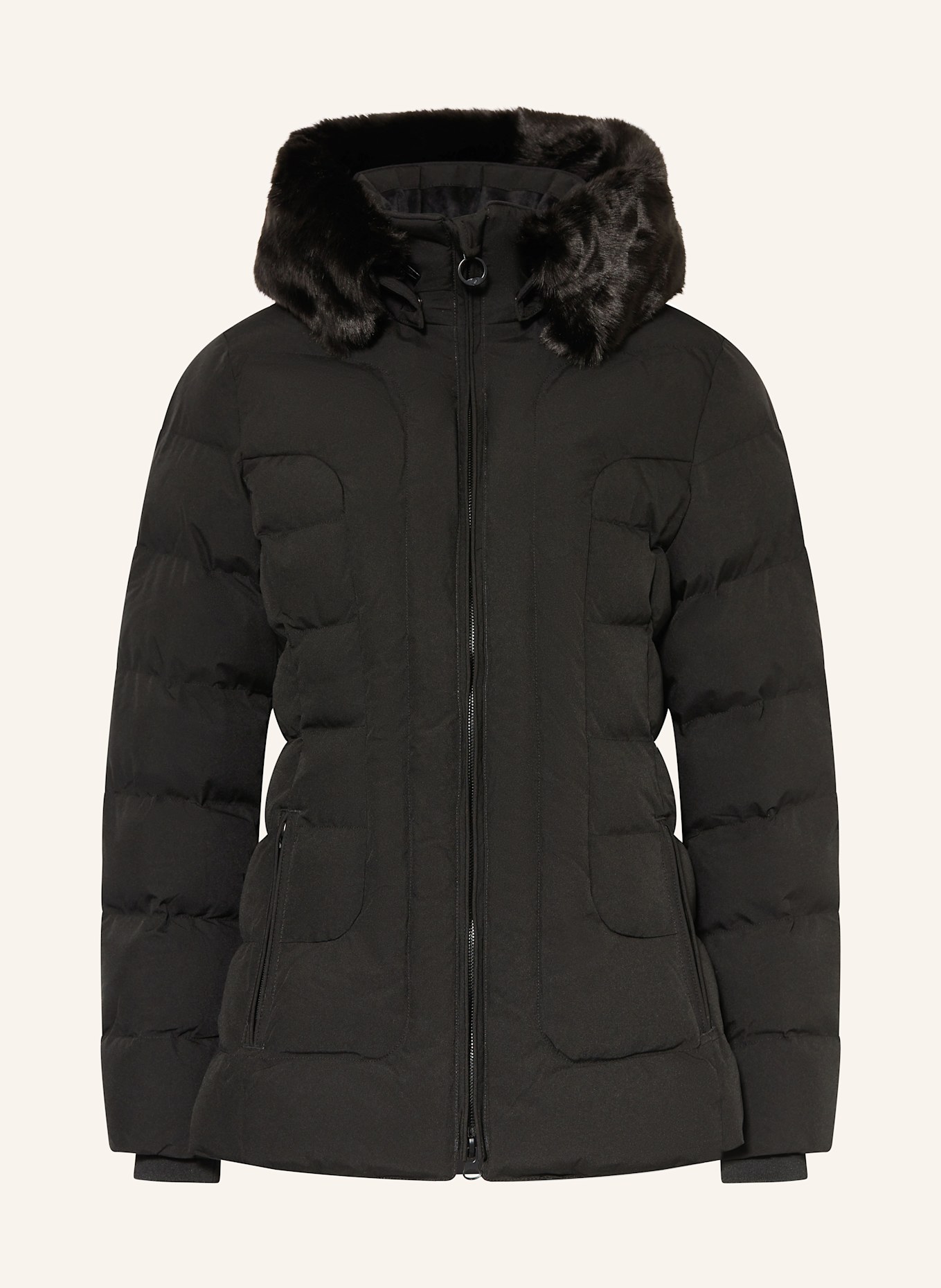 WELLENSTEYN Steppjacke BELVITESSE MEDIUM mit DUPONT™ SORONA®-Isolierung und abnehmbarem Kunstpelz: SCHWARZ