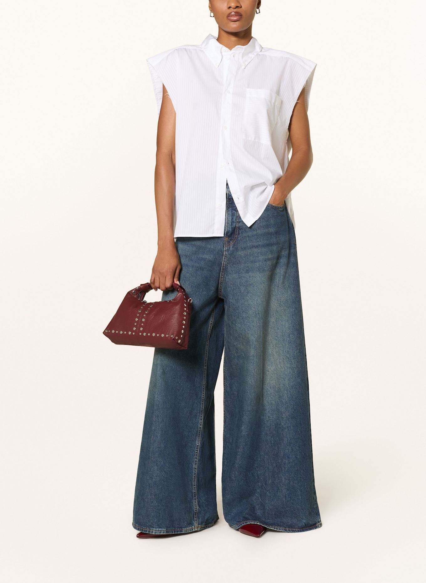 NÚNOO Umhängetasche DANDY STUDS: DUNKELROT