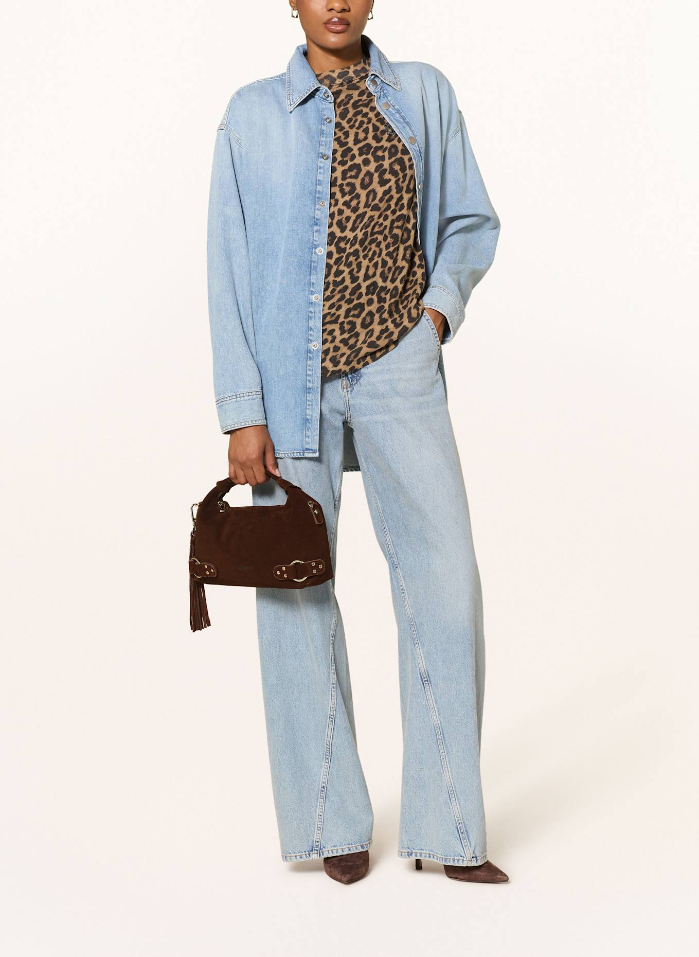 NÚNOO Kabelka přes rameno DANDY FRINGE: TMAVĚ HNĚDÁ