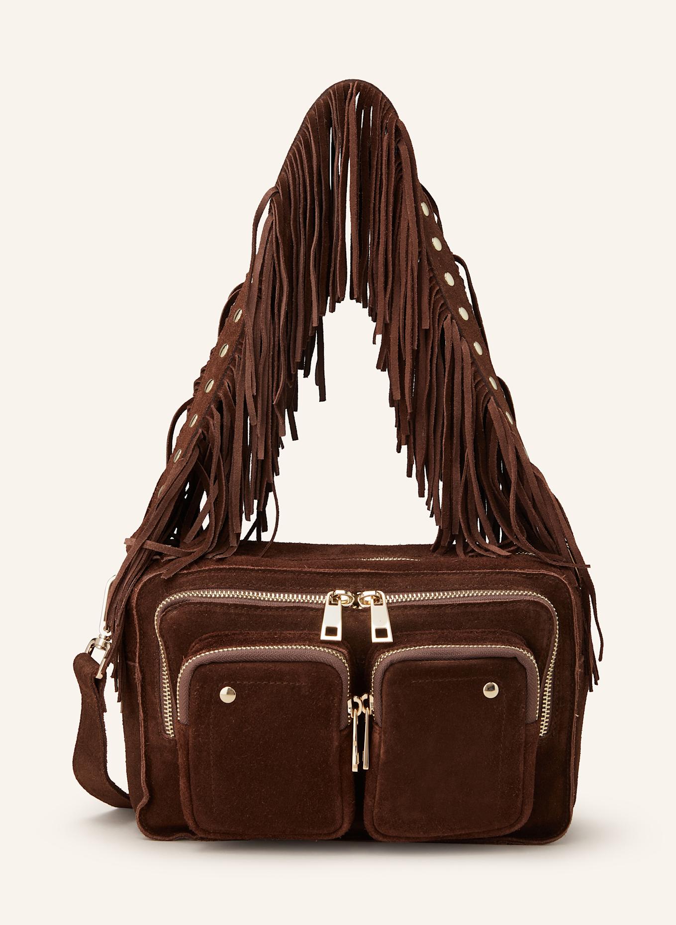 NÚNOO Umhängetasche ELLIE mit Nieten: DUNKELBRAUN