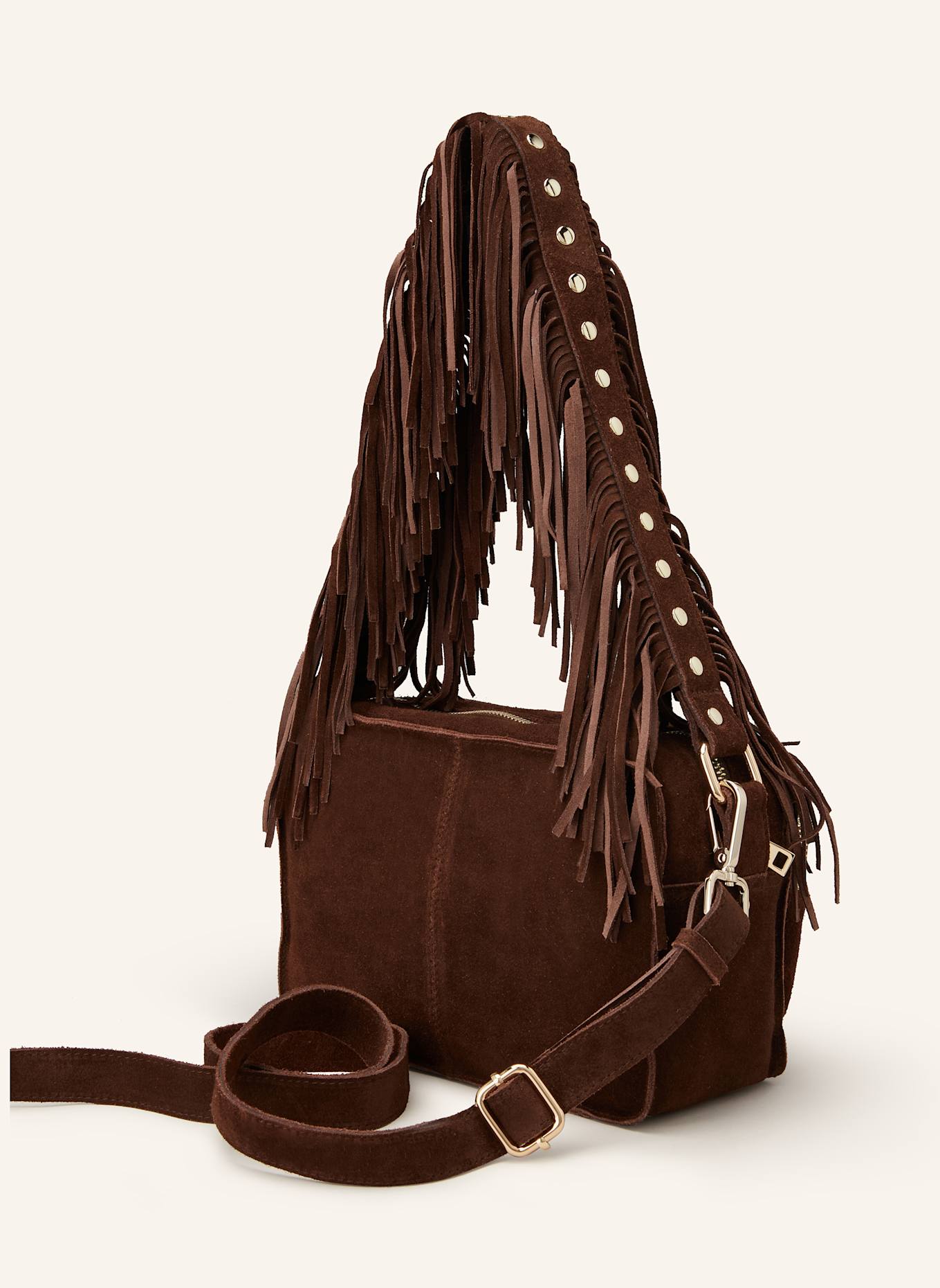 NÚNOO Umhängetasche ELLIE mit Nieten: DUNKELBRAUN