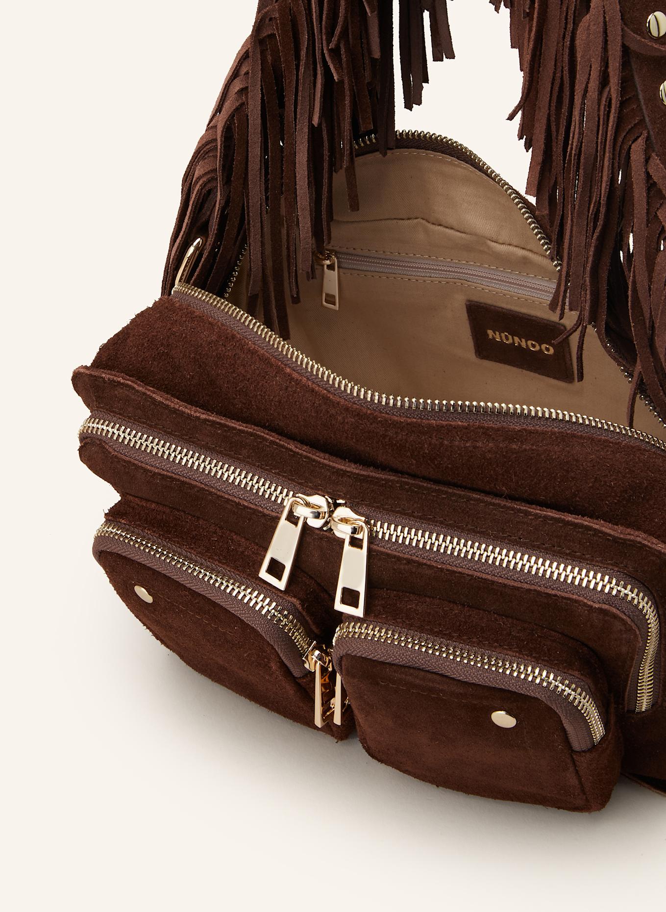 NÚNOO Umhängetasche ELLIE mit Nieten: DUNKELBRAUN