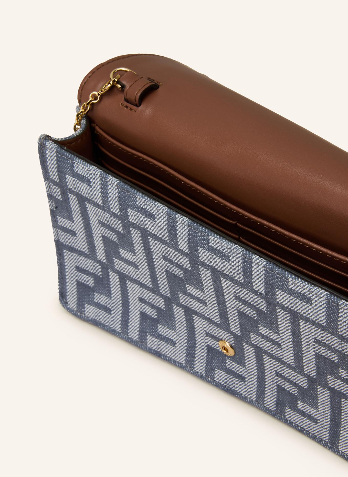 FENDI Geldbörse BAGUETTE zum Umhängen: BLAUGRAU/ BRAUN