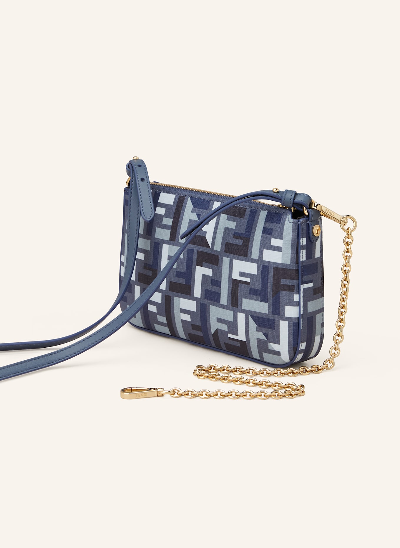 FENDI Umhängetasche BAGUETTE: BLAU/ BLAUGRAU/ WEISS
