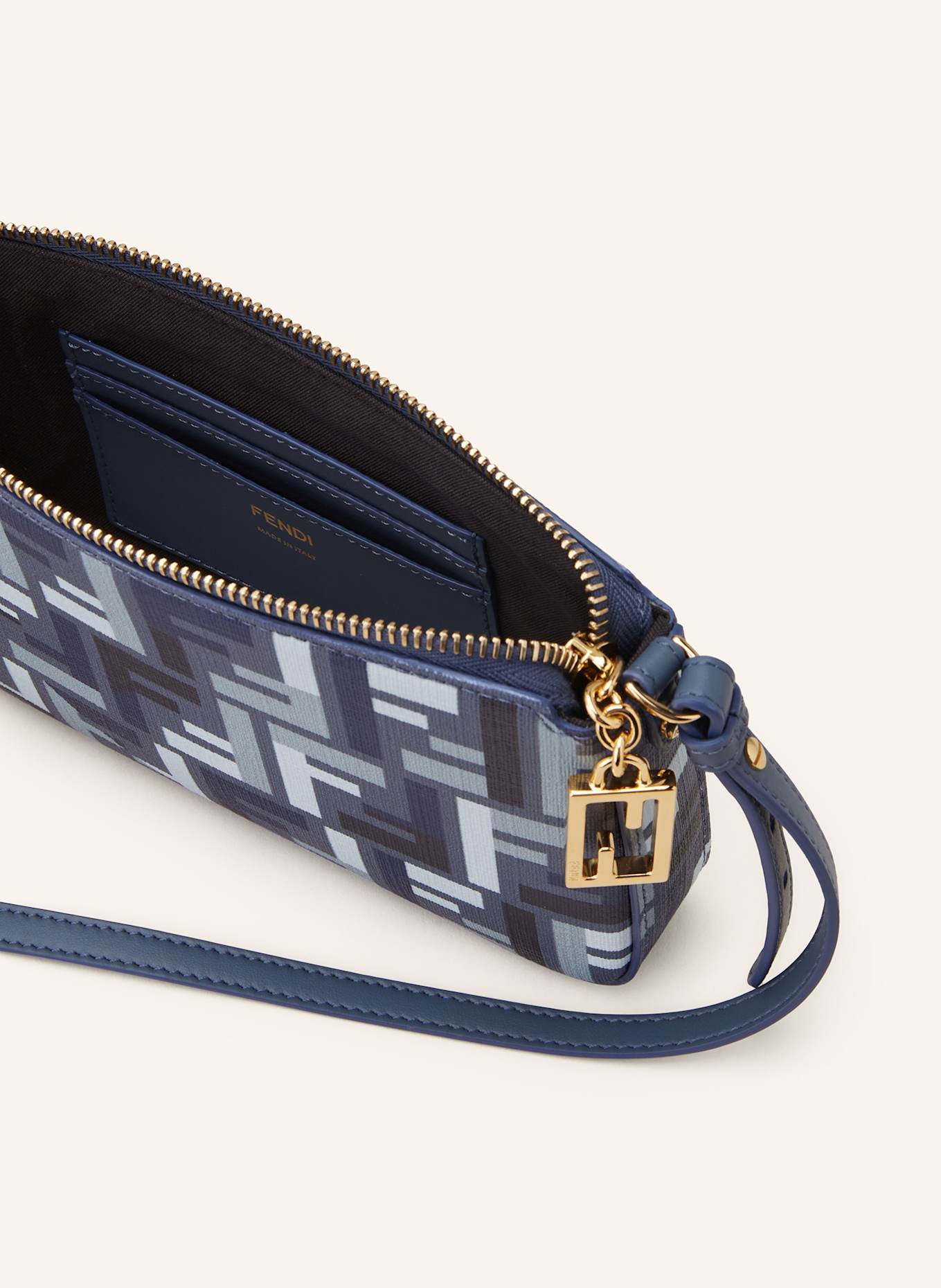 FENDI Umhängetasche BAGUETTE: BLAU/ BLAUGRAU/ WEISS