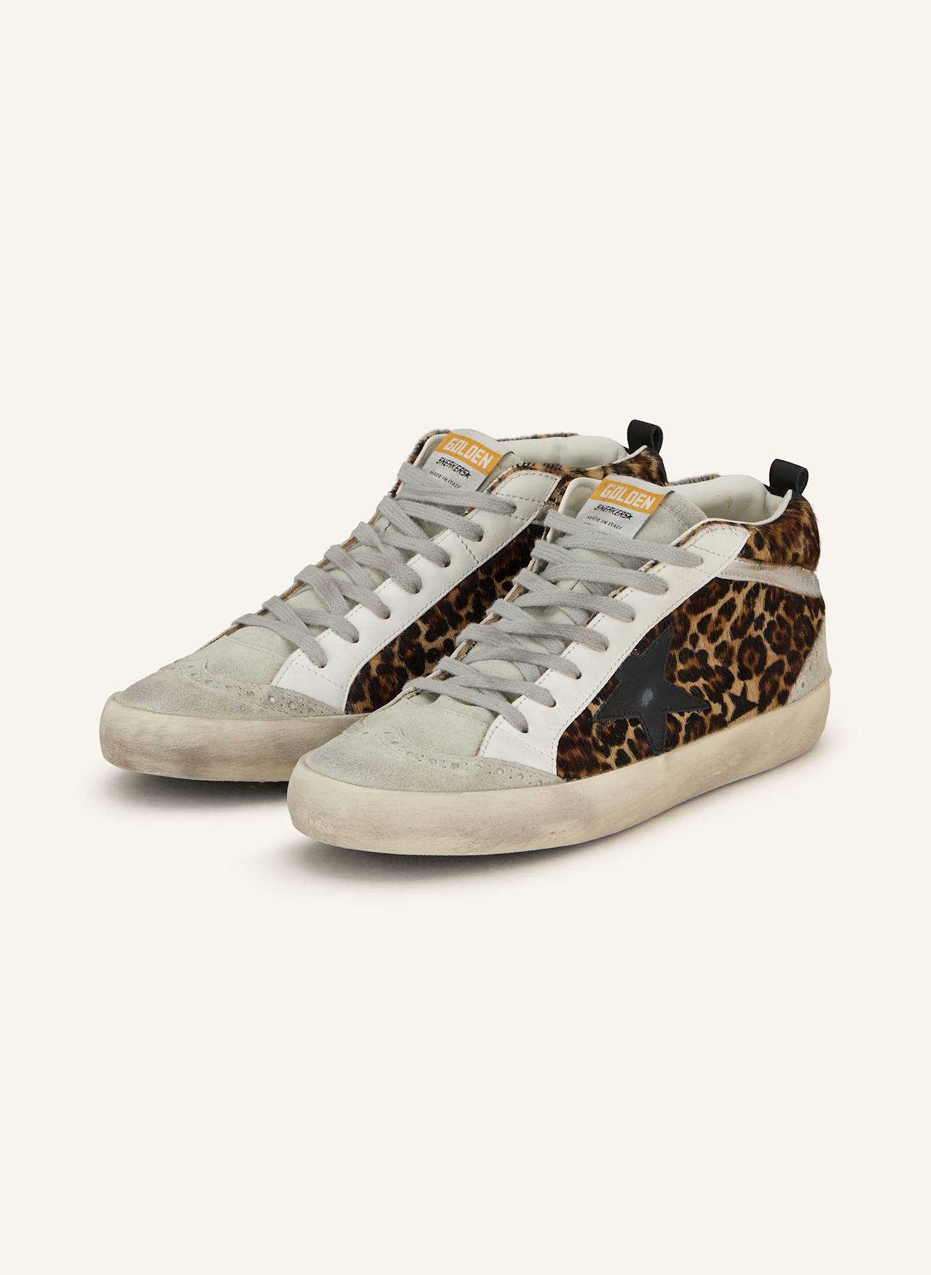 GOLDEN GOOSE Hightop-Sneaker MID STAR: HELLGRAU / DUNKELBRAUN / BEIGE