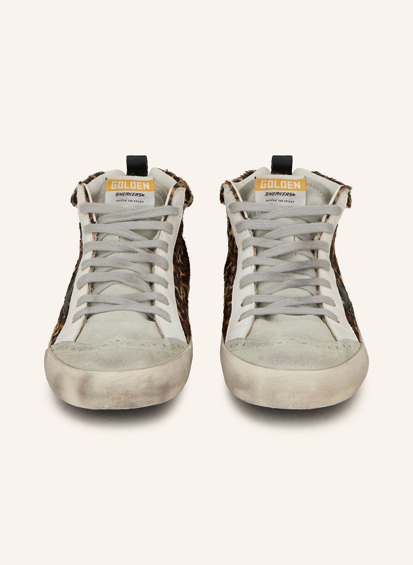 GOLDEN GOOSE Hightop-Sneaker MID STAR: HELLGRAU / DUNKELBRAUN / BEIGE