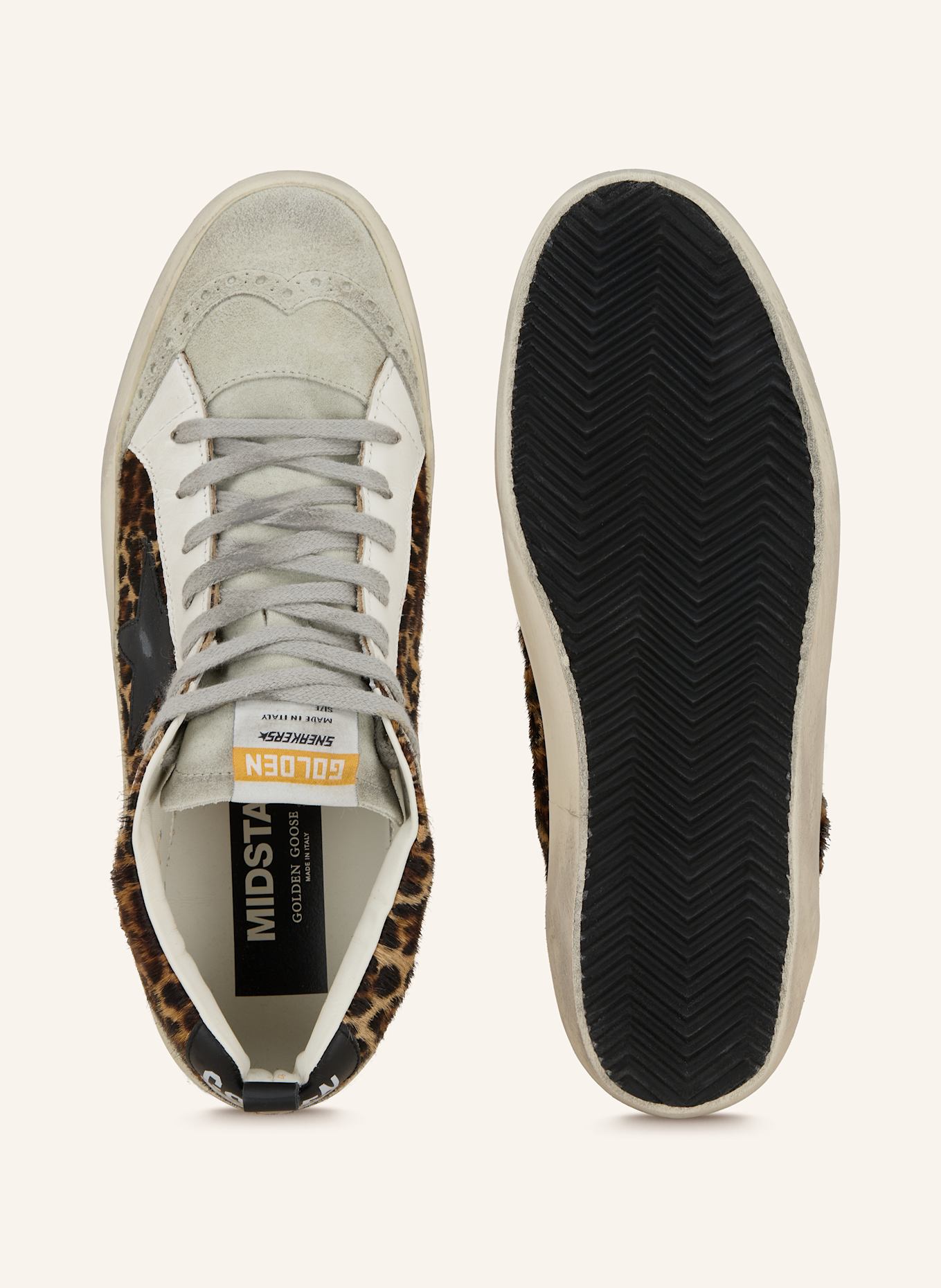 GOLDEN GOOSE Hightop-Sneaker MID STAR: HELLGRAU / DUNKELBRAUN / BEIGE