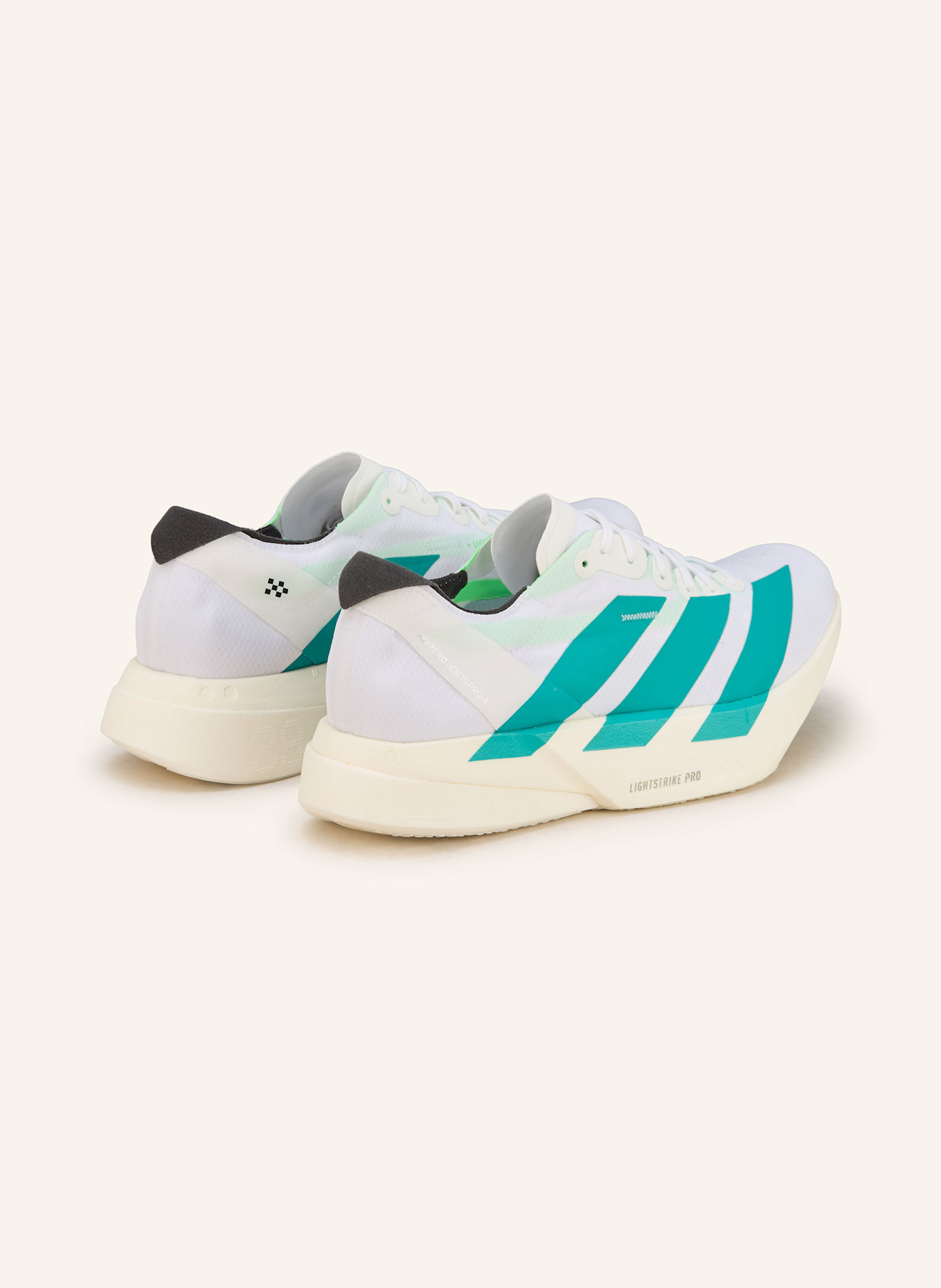 adidas ADIZERO ADIOS PRO 4 LAUFSCHUH: WEISS/ GRÜN