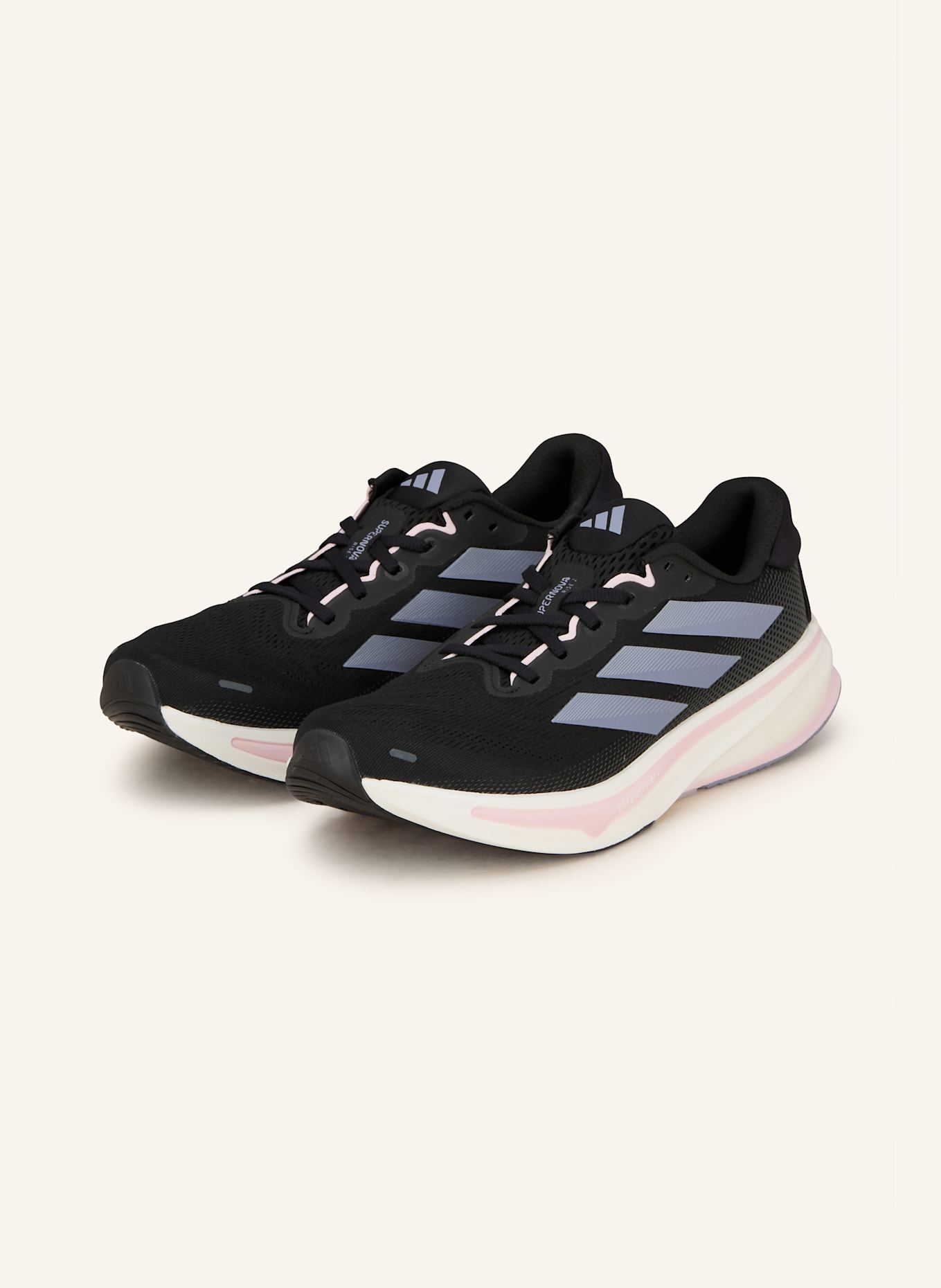 adidas SUPERNOVA RISE 2 LAUFSCHUH: SCHWARZ/ HELLLILA