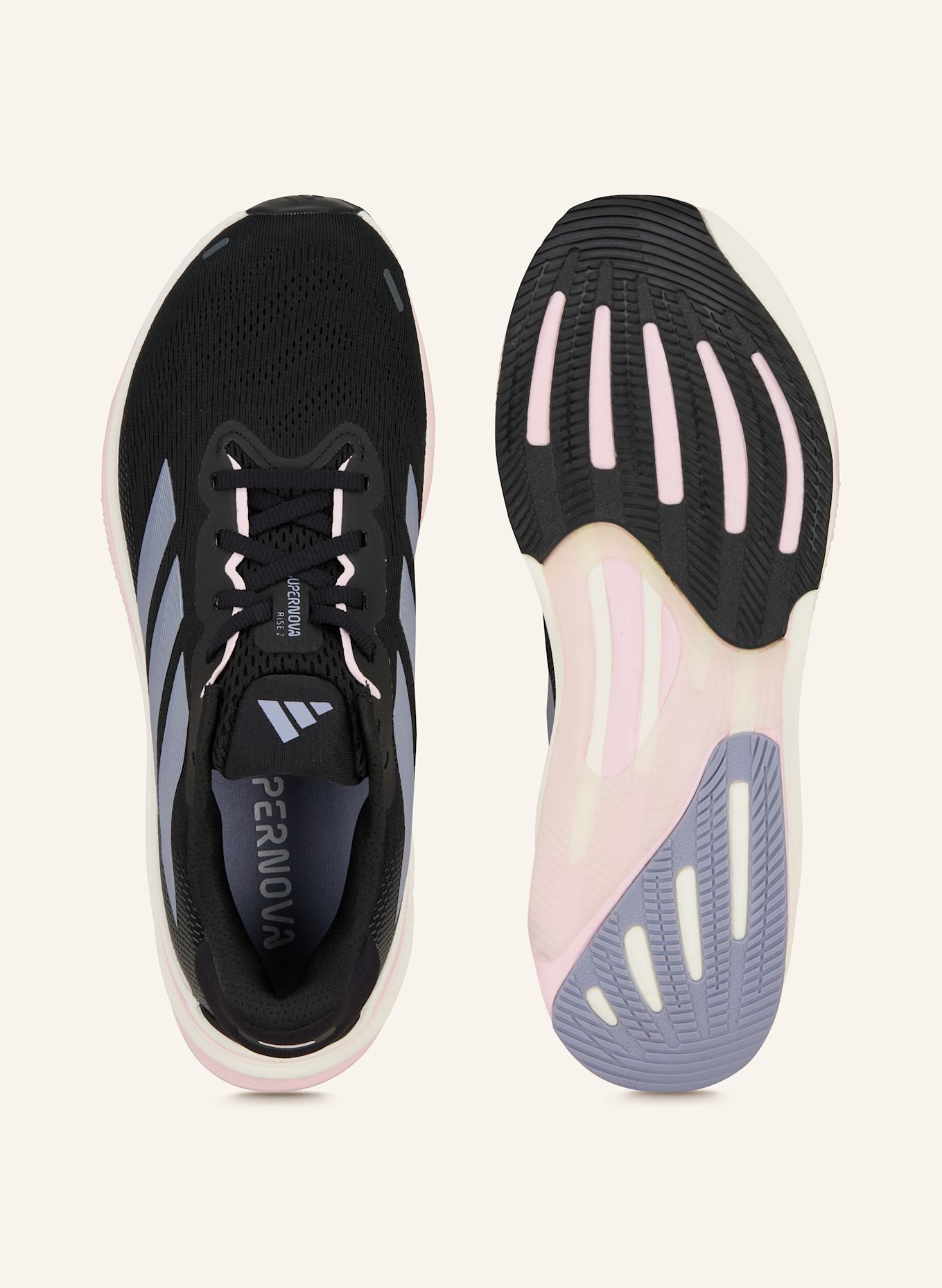 adidas SUPERNOVA RISE 2 LAUFSCHUH: SCHWARZ/ HELLLILA