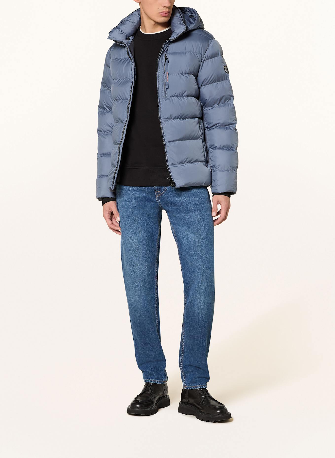 WELLENSTEYN Steppjacke BLACKBIRD mit DUPONT™ SORONA®-Isolierung und abnehmbarer Kapuze: BLAUGRAU