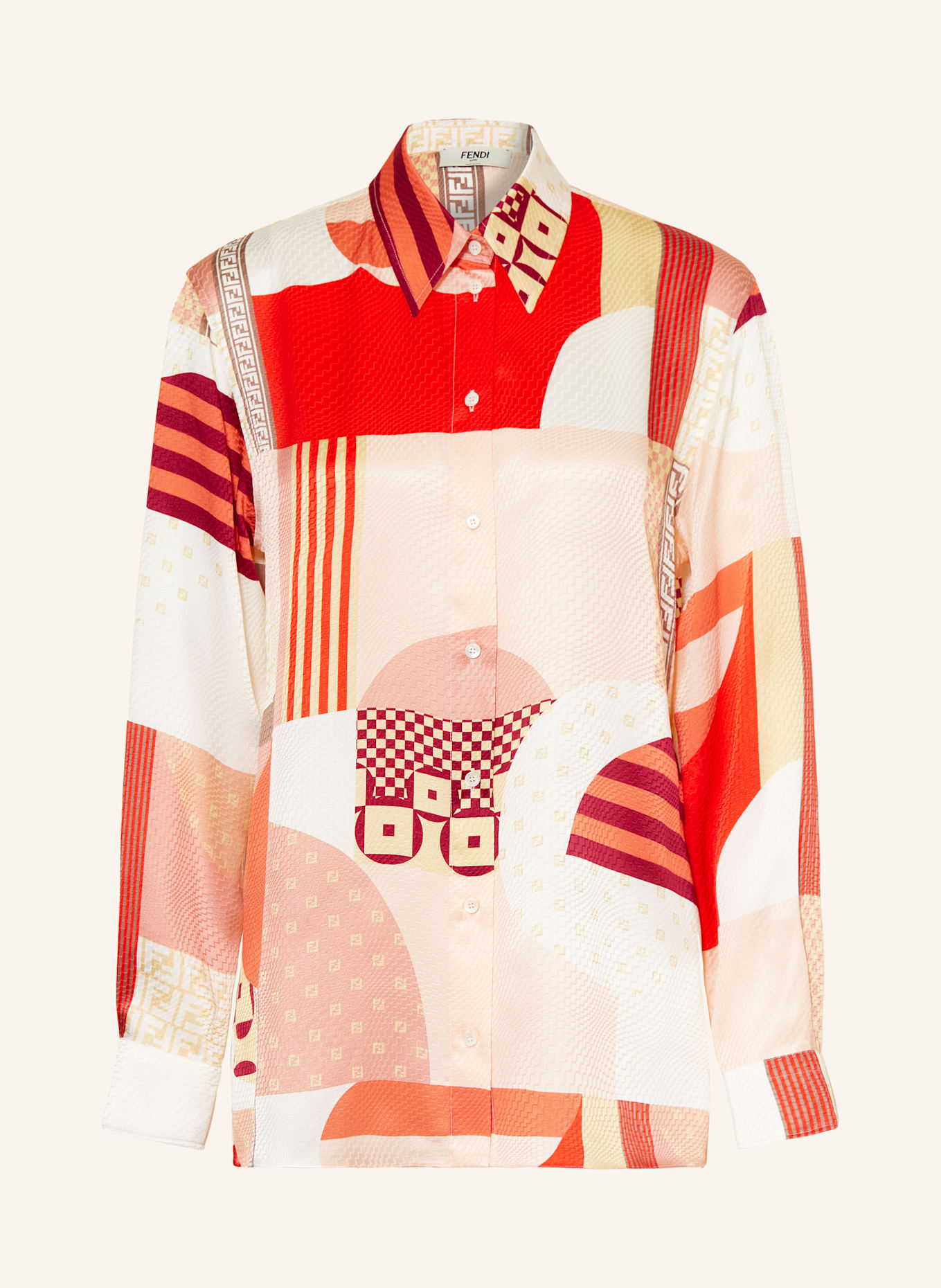 FENDI Koszula z jedwabiu: POMARAŃCZOWY / ECRU / CIEMNOCZERWONY