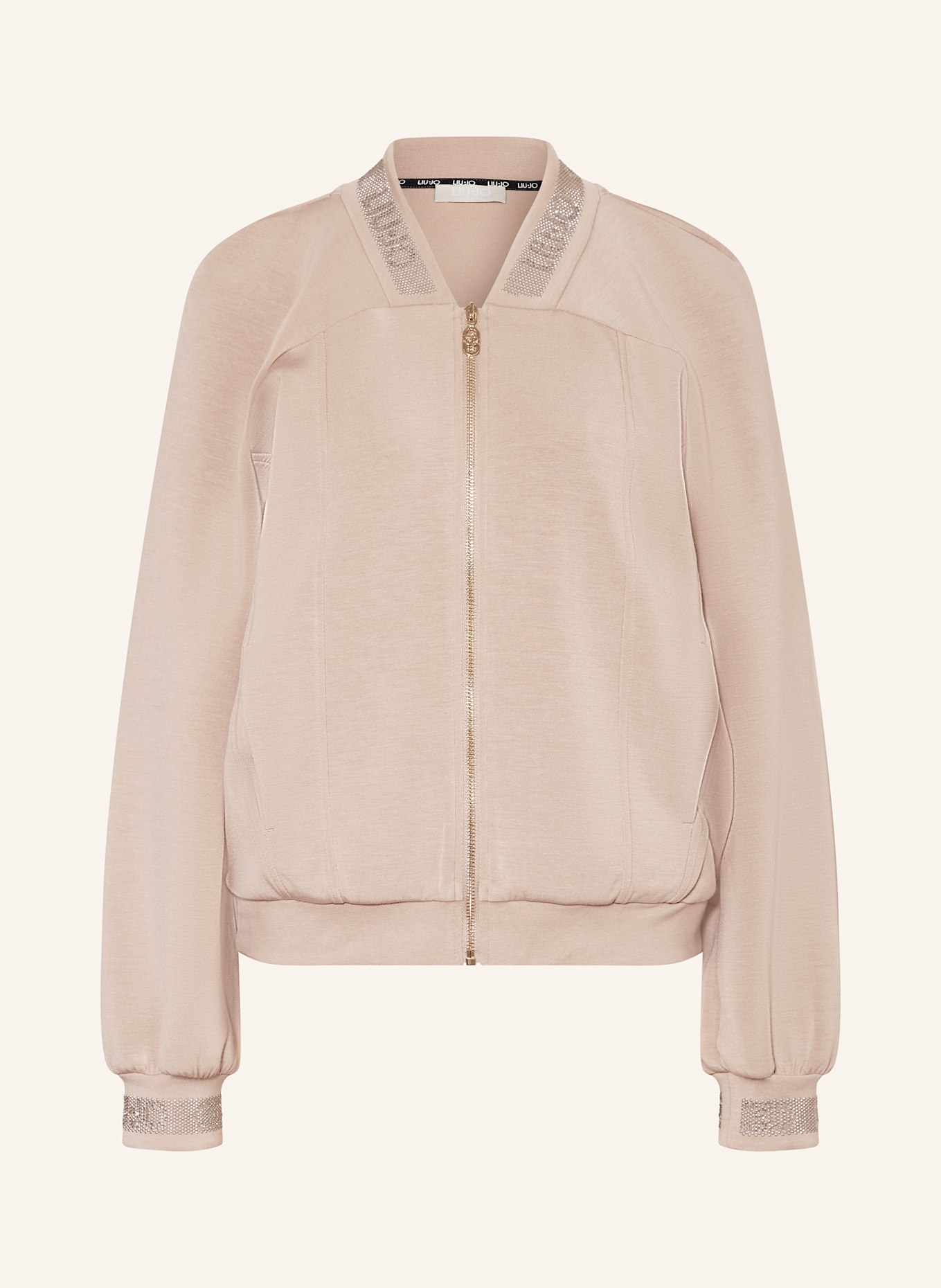 LIU JO Sweatjacke mit Schmucksteinen: CREME