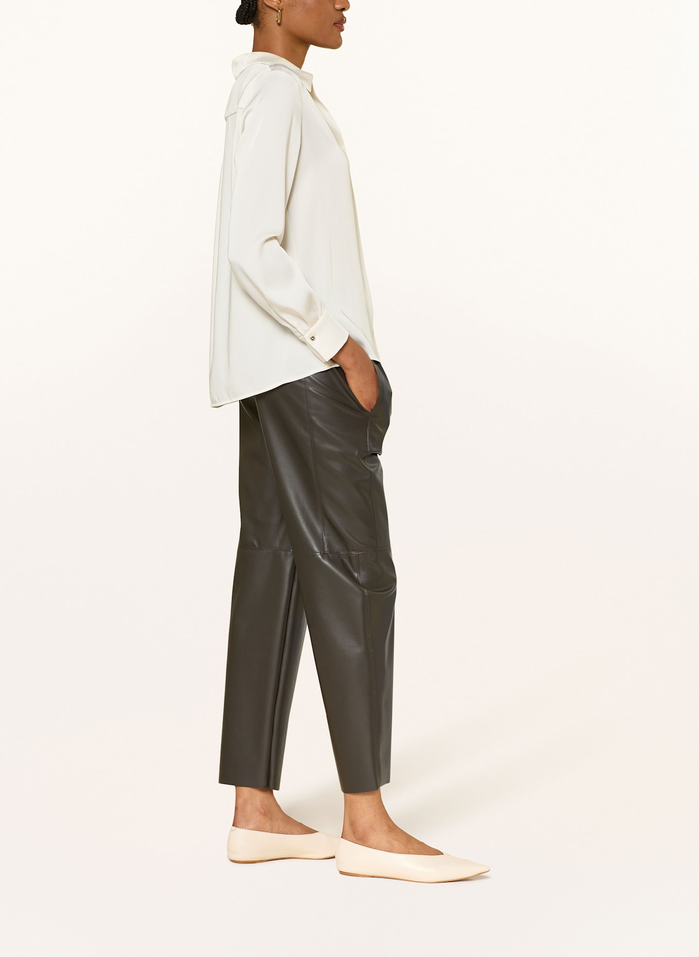 MARC CAIN 7/8-Hose RANCHI in Lederoptik: DUNKELBRAUN