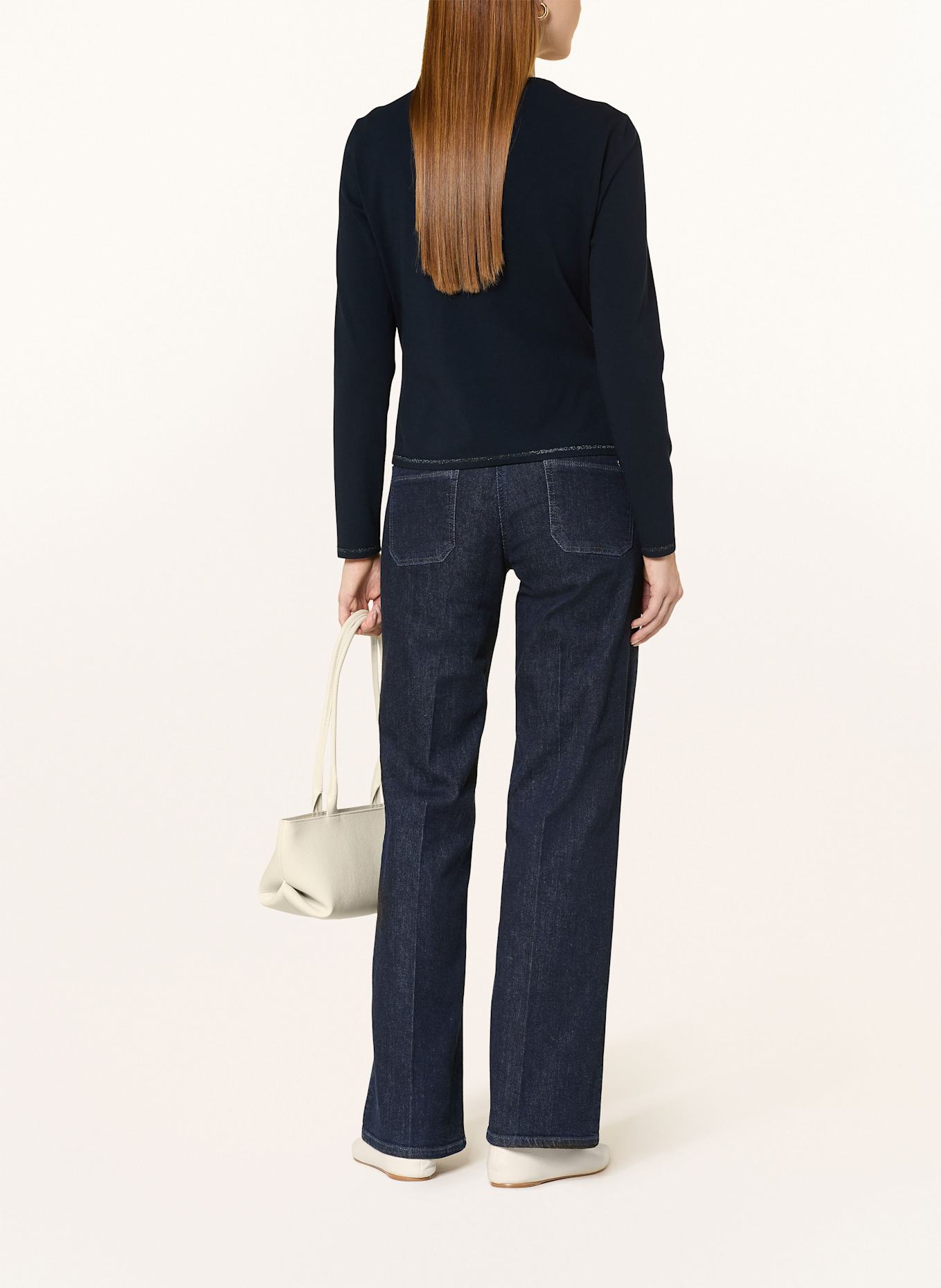 MARC CAIN Strickjacke mit Glitzergarn: DUNKELBLAU