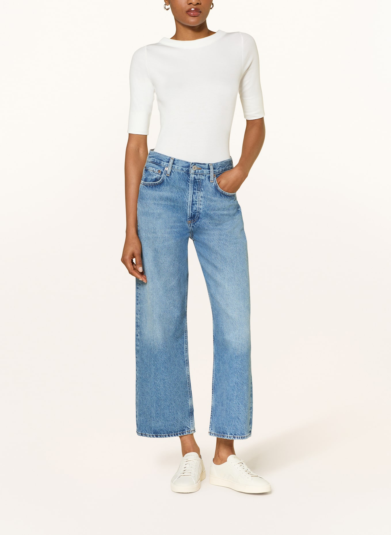 MARC CAIN Shirt mit 3/4-Arm: WEISS