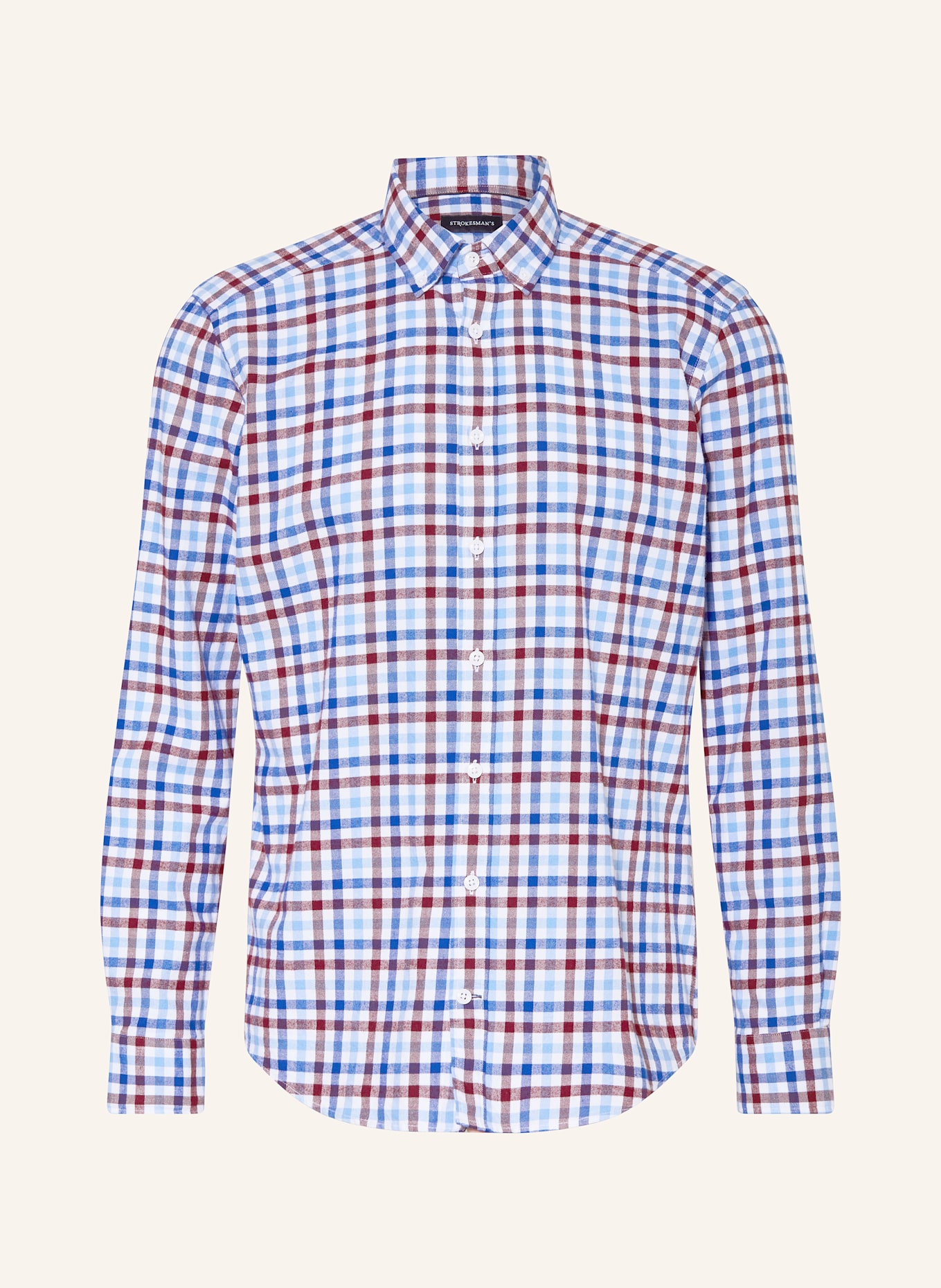 STROKESMAN'S Hemd Regular Fit: BLAU / HELLBLAU / DUNKELROT