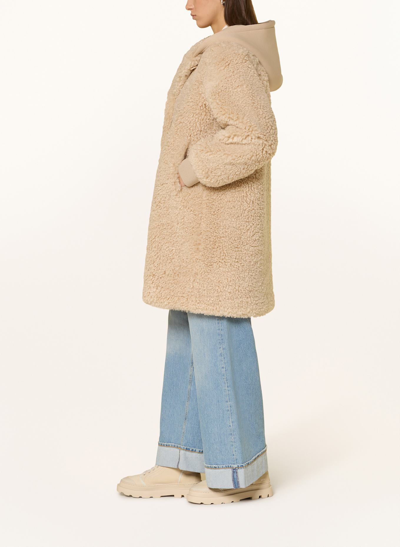 Marc O'Polo DENIM Teddyfell-Mantel im Materialmix: ECRU