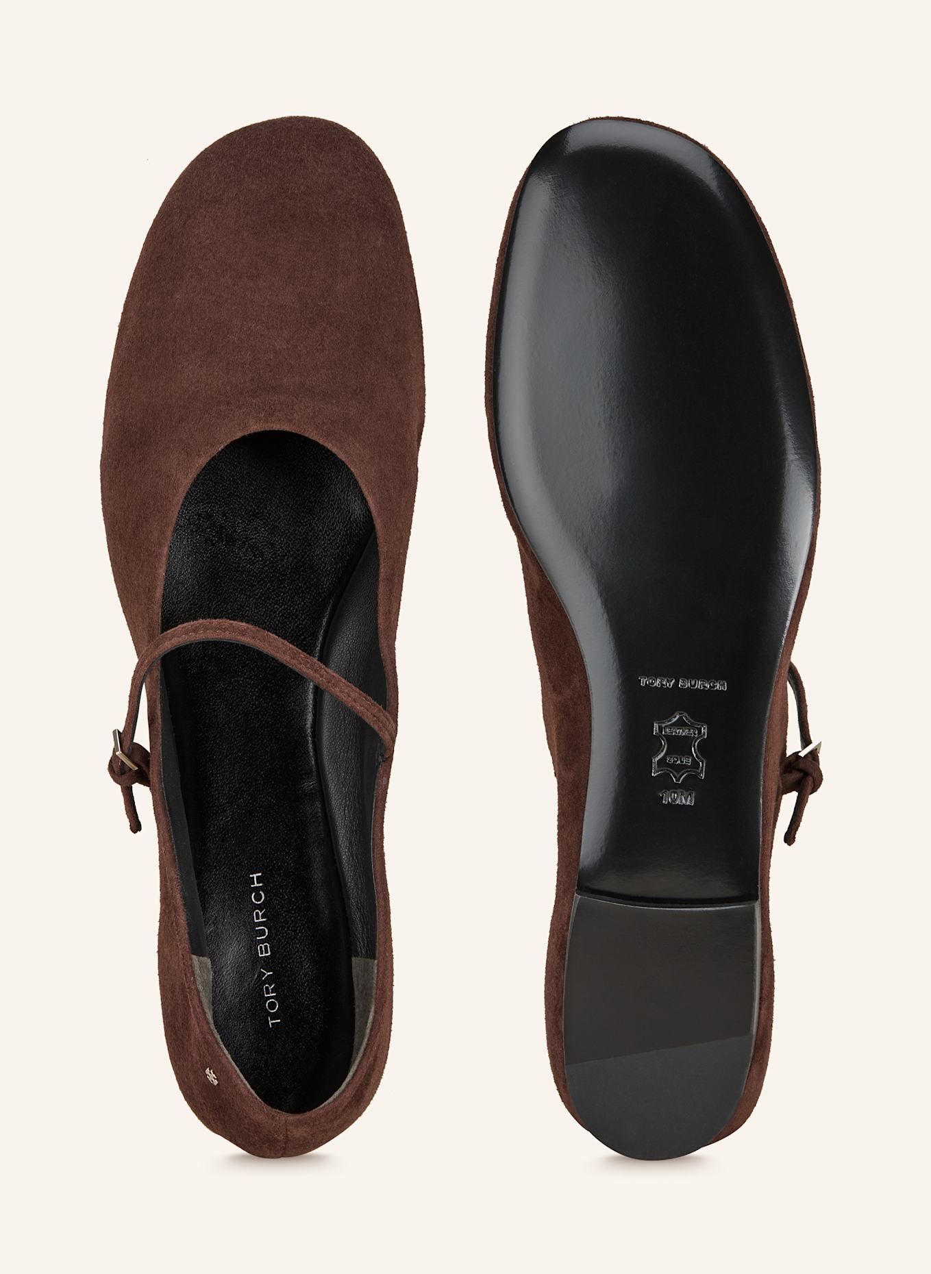 TORY BURCH Mary-Jane-Ballerinas: DUNKELBRAUN
