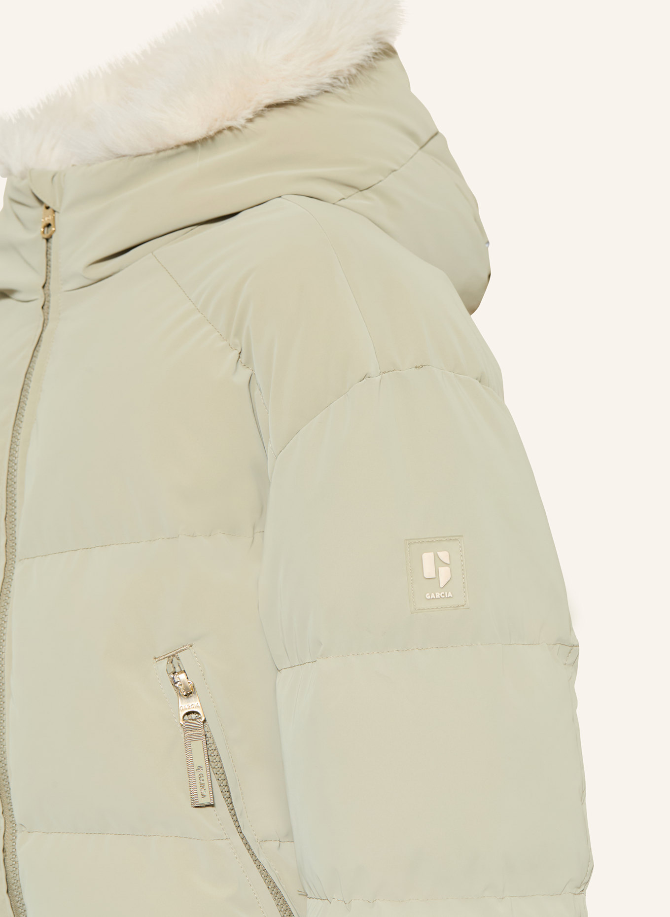GARCIA Steppjacke mit Kunstpelz: BEIGE