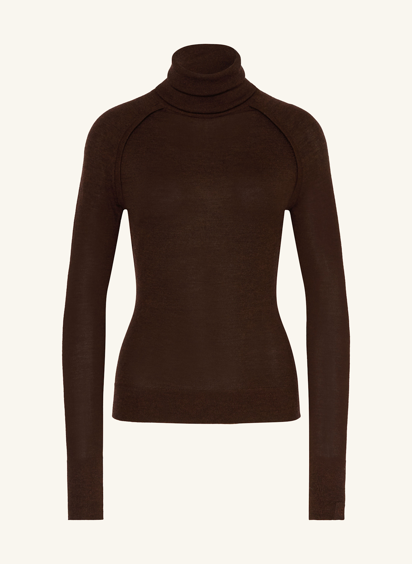 VICTORIA BECKHAM Rollkragenpullover aus Merinowolle: DUNKELBRAUN
