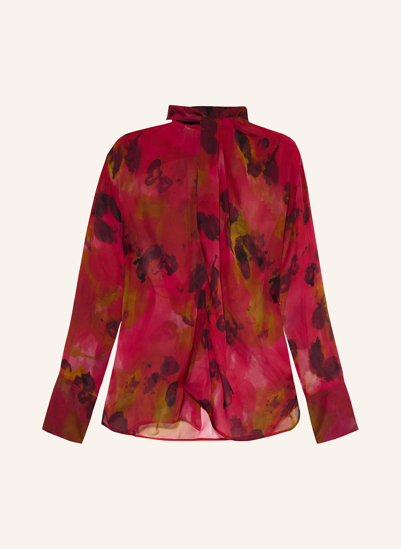 VICTORIA BECKHAM Bluzka jedwabna: CZARNY / CZERWONY / CIEMNOCZERWONY