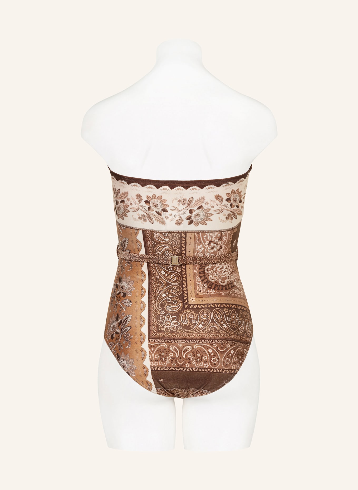 ZIMMERMANN Bandeau-Badeanzug LUCKY: BRAUN / DUNKELBRAUN / CREME