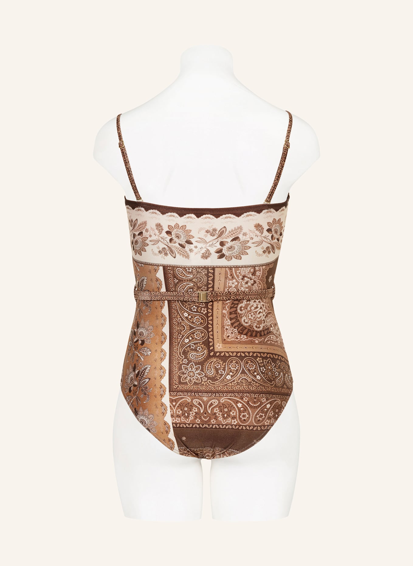 ZIMMERMANN Bandeau-Badeanzug LUCKY: BRAUN / DUNKELBRAUN / CREME