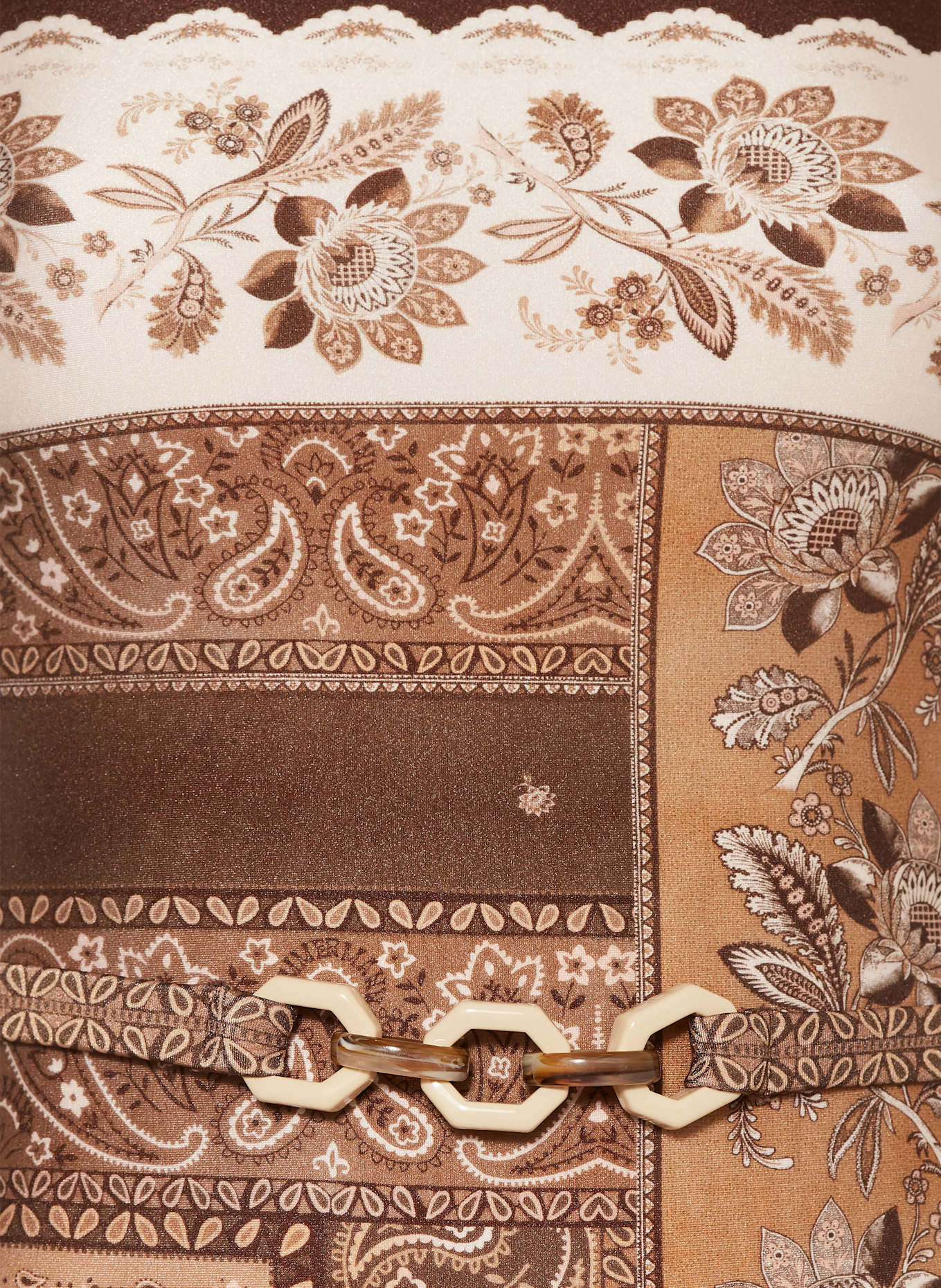 ZIMMERMANN Bandeau-Badeanzug LUCKY: BRAUN / DUNKELBRAUN / CREME
